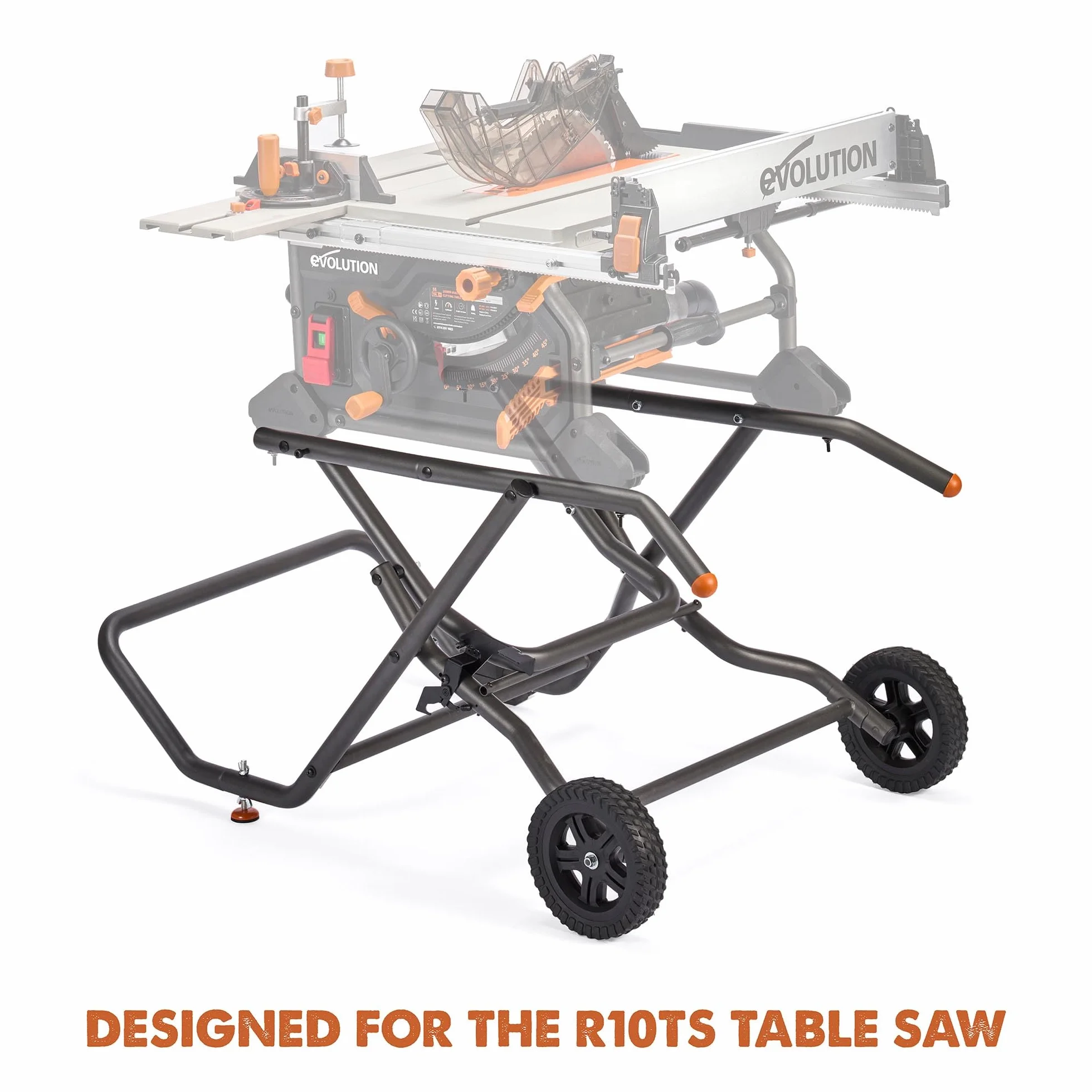 Evolution Power Tools Supporto per sega da tavolo, banco da lavoro pieghevole con ruote, per R255TBL e R255TBL+, compatto, facile da montare, grandi ruote per tutti i terreni, 2 anni di garanzia