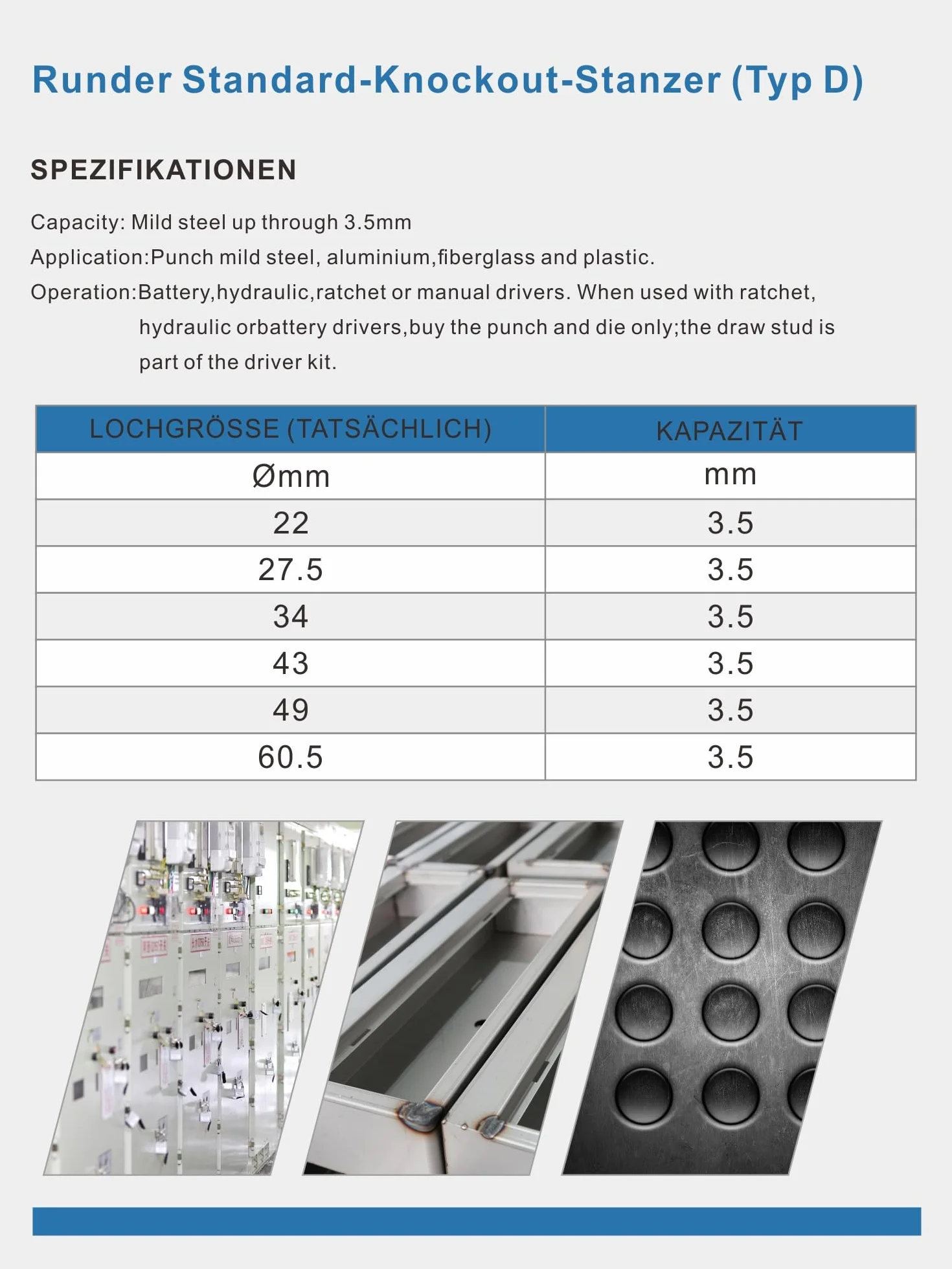 AMZCNC Set di punzonatrici idrauliche per fori Knockout, 8 t, con 6 fustelle da 22 mm, 27,5 mm, 34 mm, 43 mm, 49 mm, 60,5 mm, perforatrici idrauliche