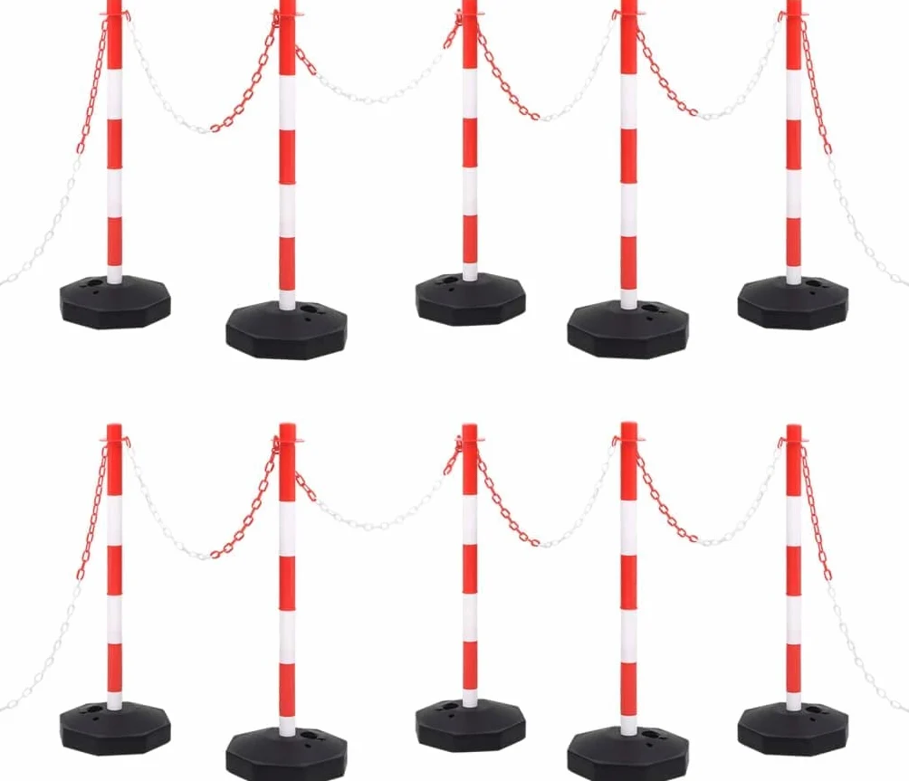 DMS- SET 10 PALETTI SEGNALETICI/PARCHEGGIO + CATENA DA 15 MT + 18 GANCI AD ESSE