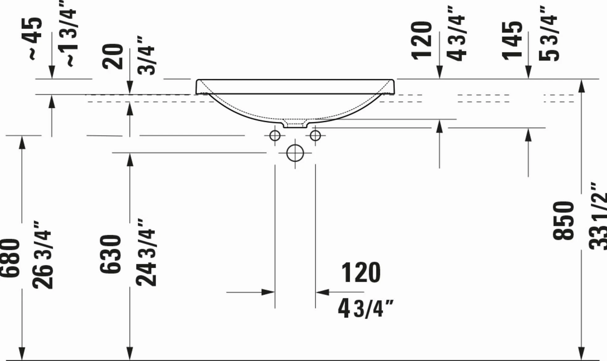 Duravit D-Neo lavabo encastré, 600x440mm, sans trou pour robinet, sans trop-plein, blanc brillant, poli, 0358600079, 0358600079