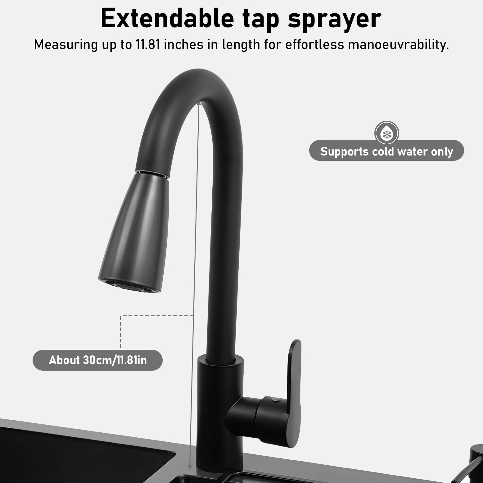 Lavello da cucina indipendente con mobile sottostante e rubinetto estraibile, lavandino in acciaio inox con cestello sgocciolante, 75x41x78cm. Lavello con mobile sottostante, lavabo per ristoranti