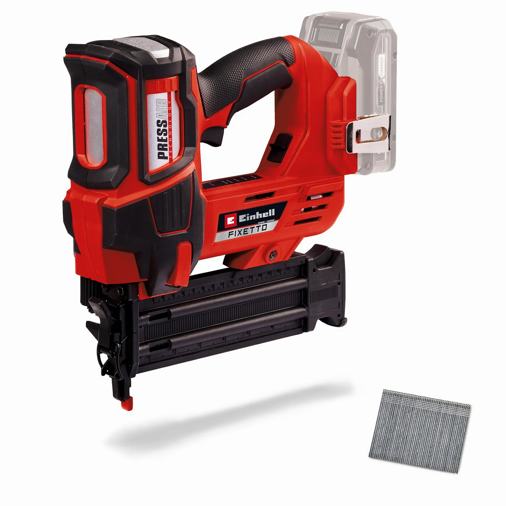 Chiodatrice a batteria FIXETTO 18/50 N Power X-Change Einhell (18 V, 60 colpi/min, mass. 50 mm di lungh. del chiodo, regol. profondità, colpo singolo/serie di colpi, incl. 500 chiodi, senza batteria)