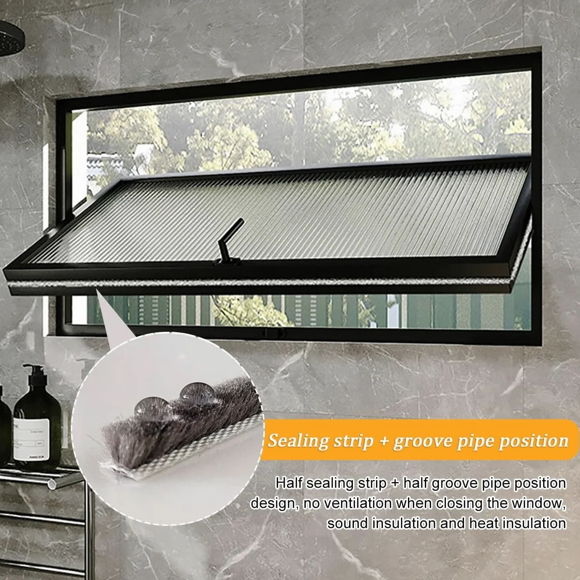 Finestra Sopraluce Nera a Strisce per Casetta, Finestra Scorrevole Decorativa, Finestra di Ventilazione in Alluminio con Blocco 360°, per Pollai, Bagni, Garage, Seminterrati Personalizzati(Black-c,L80