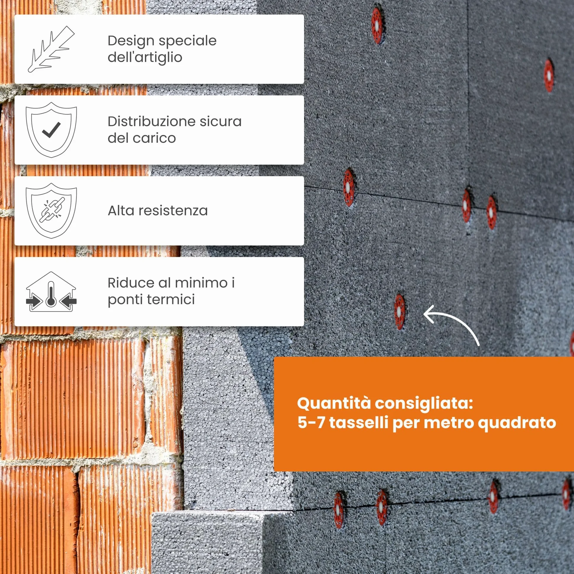 PROTEKTOR Tasselli isolanti 500 pezzi Ø10x160mm con chiodo in plastica per ETICS e per il fissaggio dell'isolamento delle facciate, tasselli antiurto certificati ETA tasselli termici