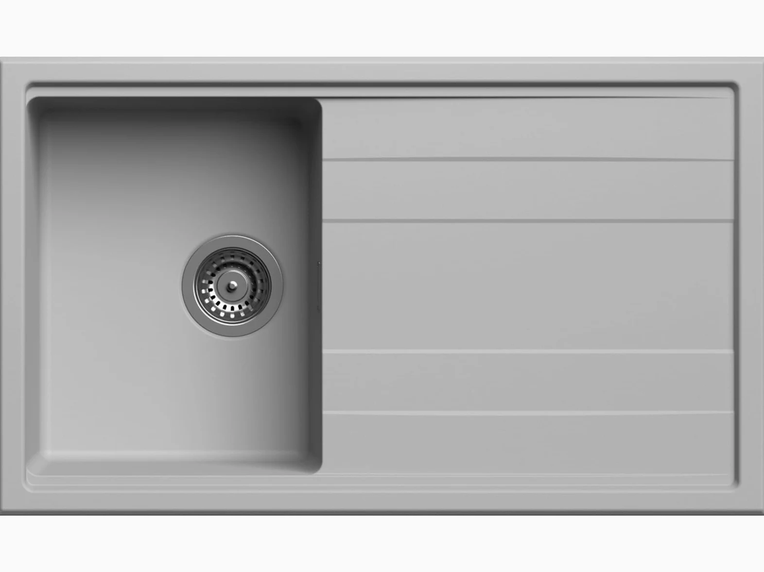 Lavello cucina Orlando grigio chiaro perla 1 vasca con gocciolatoio 86 x 51 cm Made in Italy