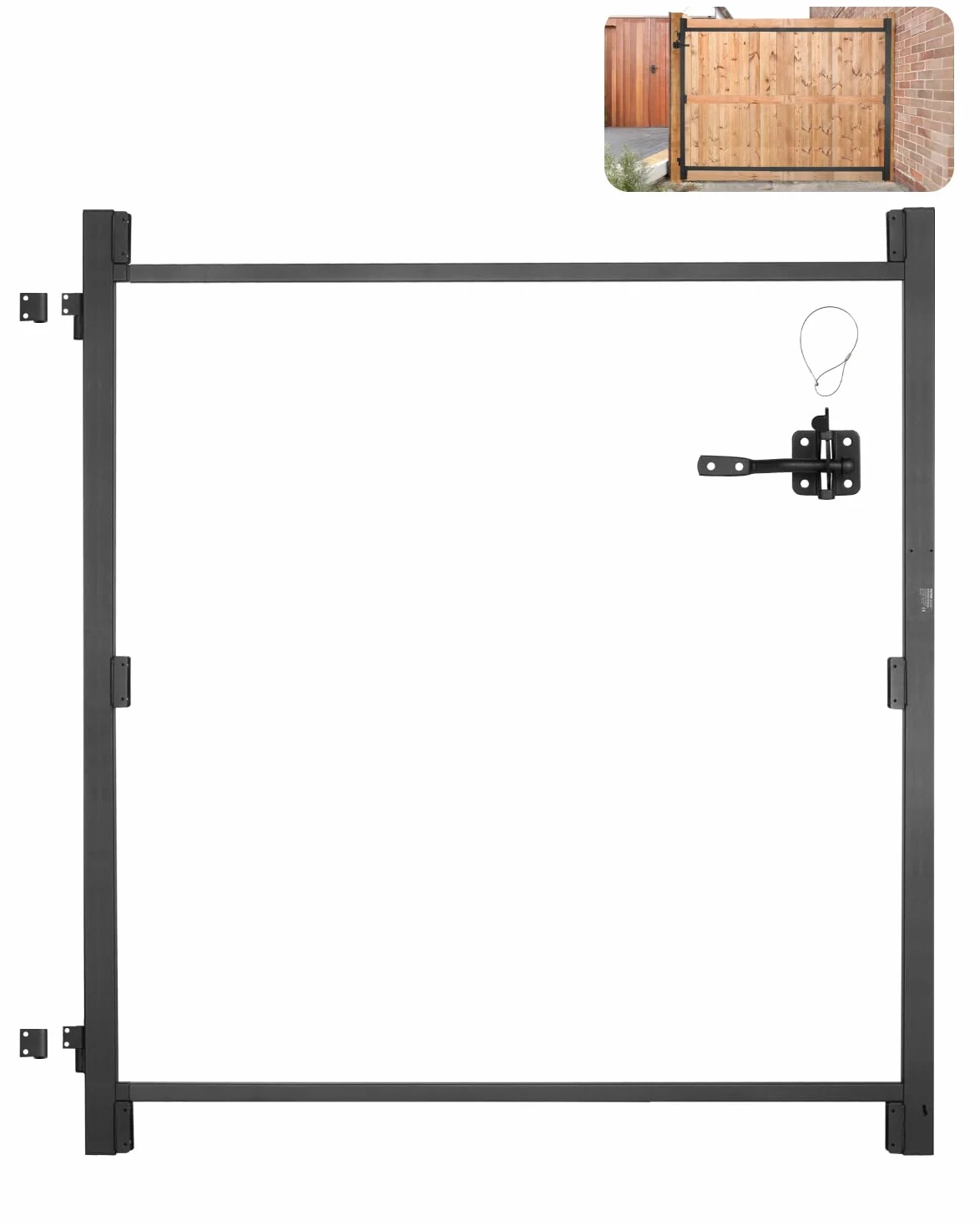 VEVOR Kit di Costruzione Cancello per Aperture Larghe 1524 a 2438 mm Recinzione Alta 1828,8 a 2133,6 mm Kit Telaio Cancello Completo Anti-Cedimento con Serratura a Scatto e Viti, Recinzione in Legno