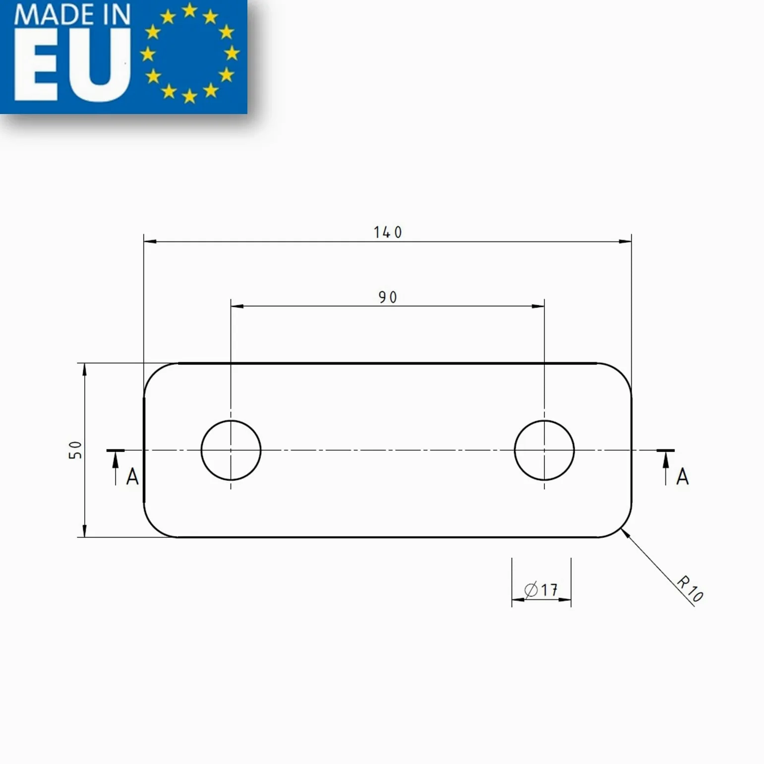 Prolunga per gancio a testa sferica AHK per sfera a 2 fori con distanza tra i fori (100 mm)
