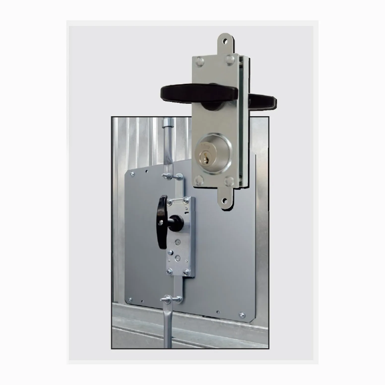 Viro | Serrature per Porte Basculanti e Serrande, Corazzata, con Coppia di Maniglie, Interasse 70 mm