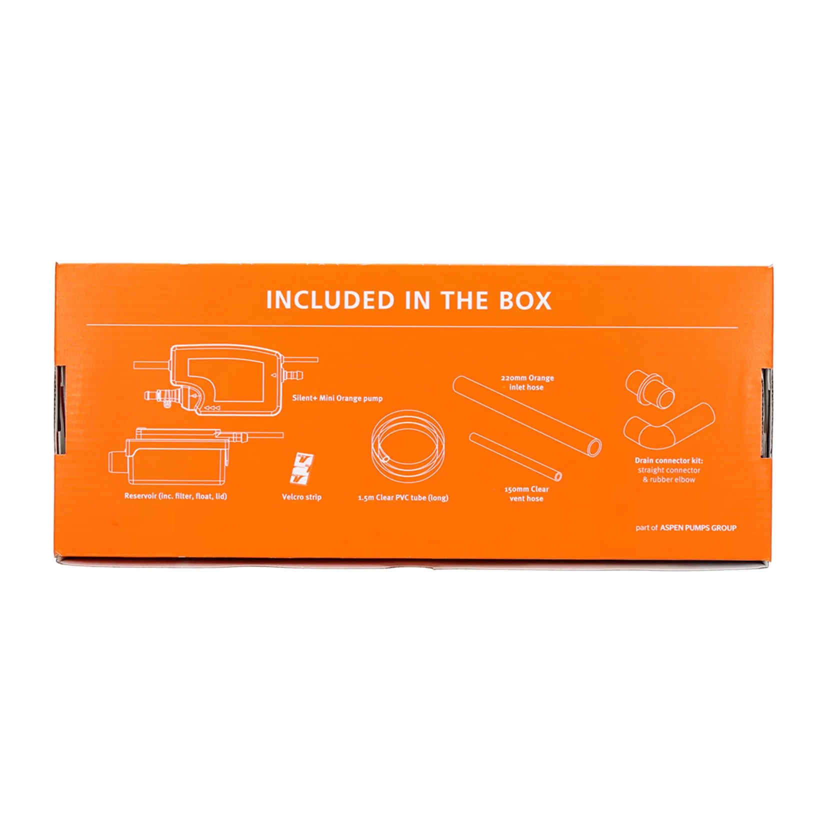 Aspen Pumps Silent+ Mini Orange FP3430, Pompa Scarico Condensa Climatizzatore, Minipompa Condensa per Split Fino a 40 kW, 35 L/h, 10 m, Silenziosa 16 dB(A), 5‭ª Generazione