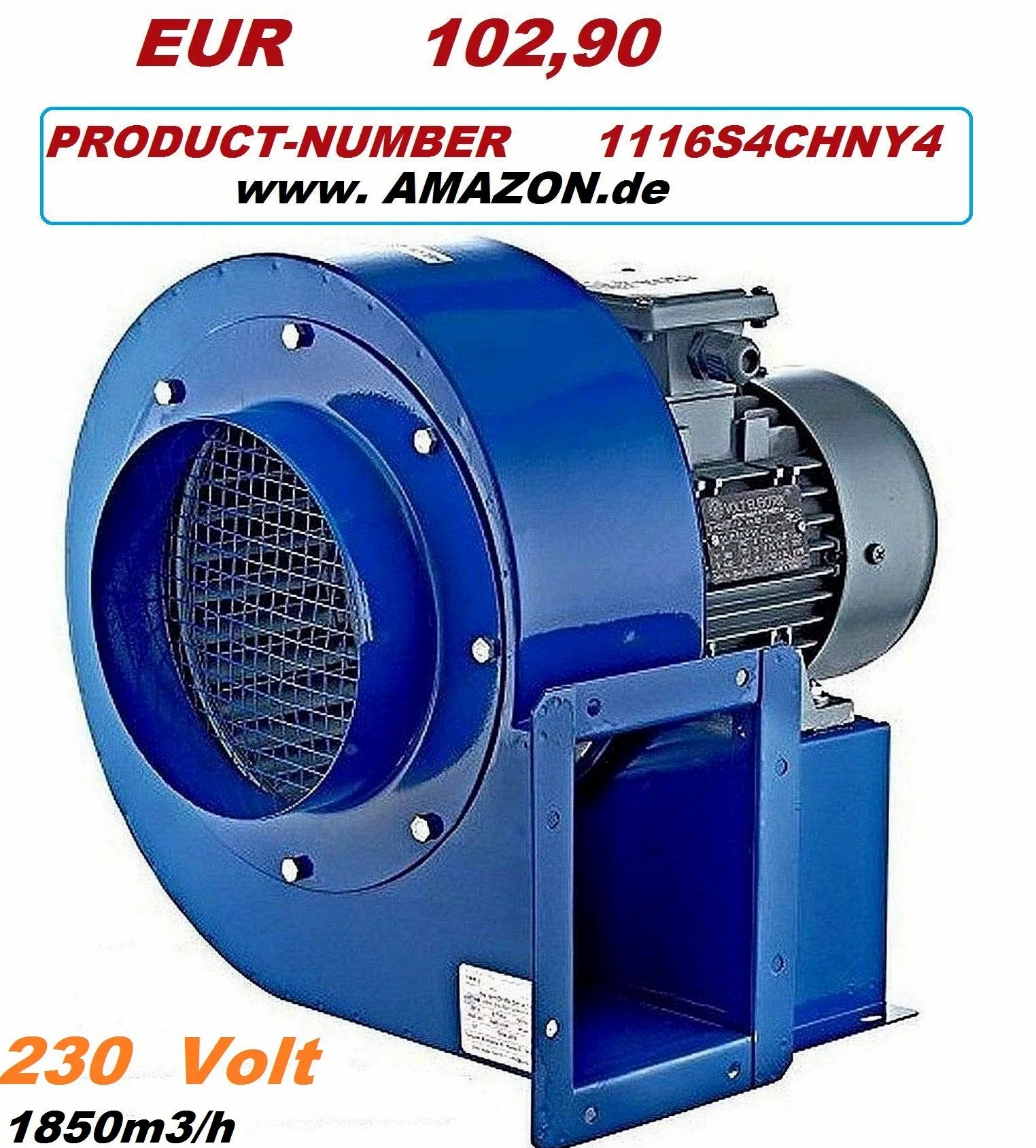SG-160ER - Ventilatore radiale, 1200 m³/h, ventilatore radiale, ventola di scarico, ventola in metallo, ventola radiale, aspiratore, ventola per motore, 230 Volt