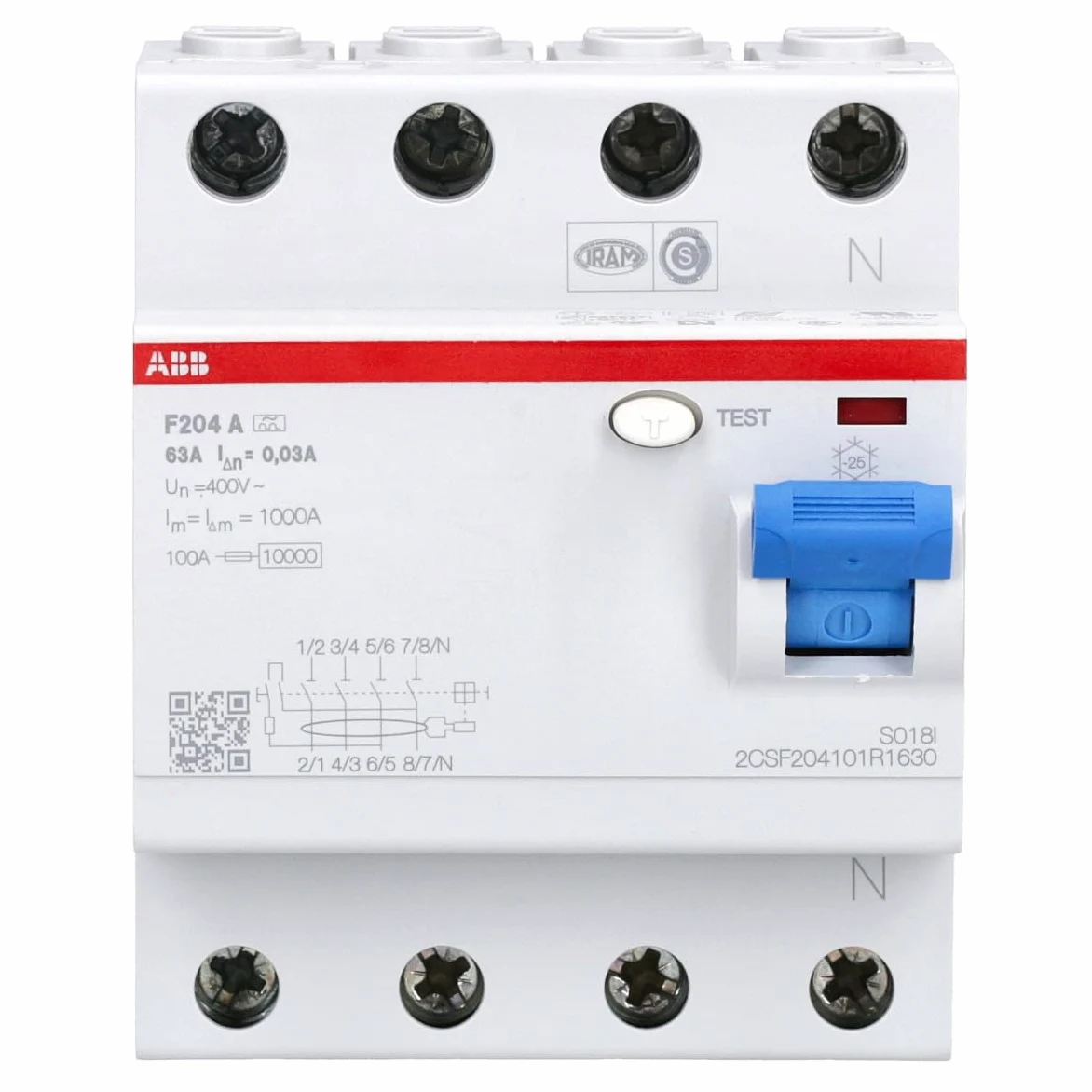 FIG F204A-63 / 0,03 Tipo a 4 poli Tipo A BREAKER FINE, 230 V, 63A
