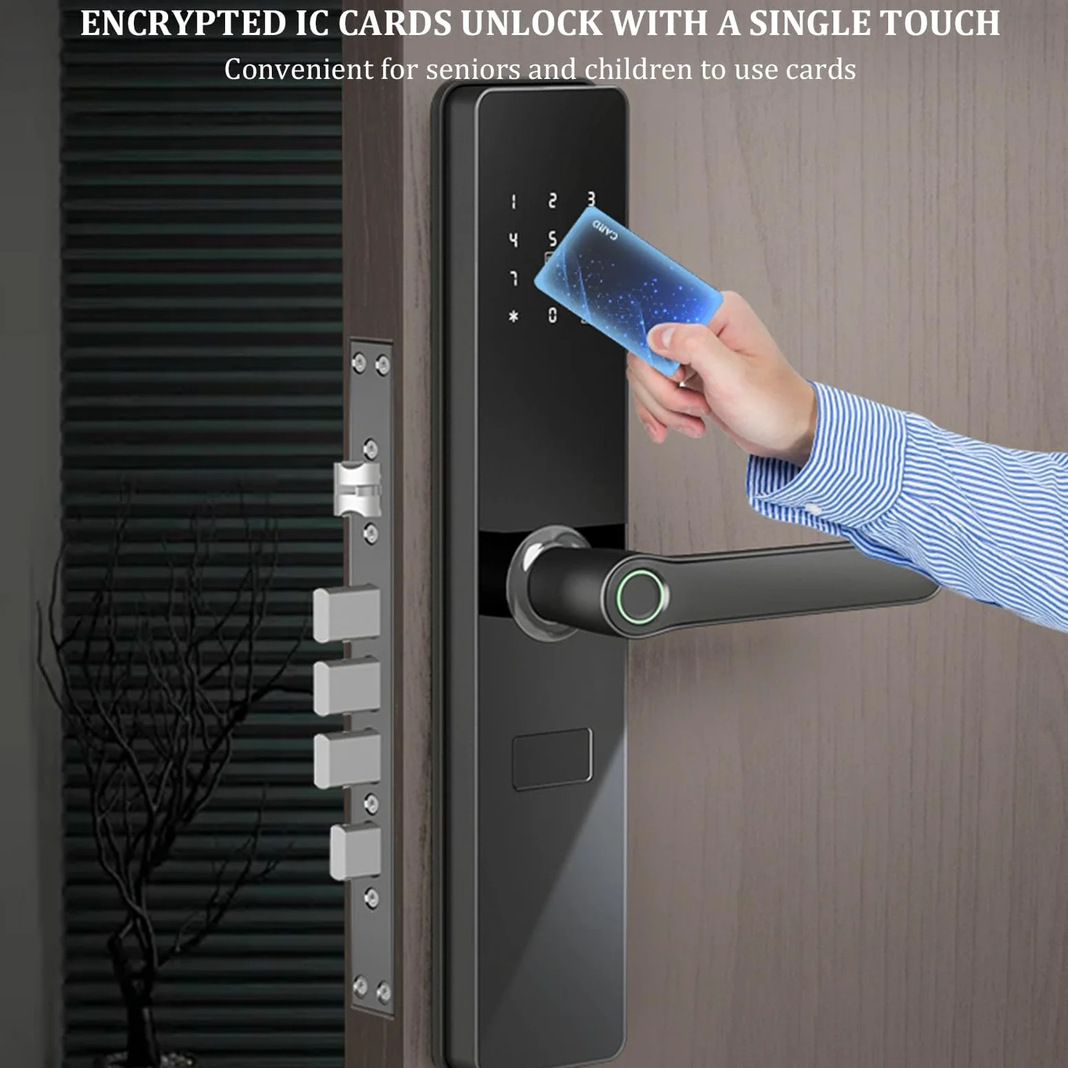 Serratura Per Porta D'ingresso Senza Chiave Con Maniglia, Controllo Tramite APP TTLock - Serratura Di Sicurezza Intelligente Con Impronta Digitale Per Porta D'ingresso, Facile Installazione