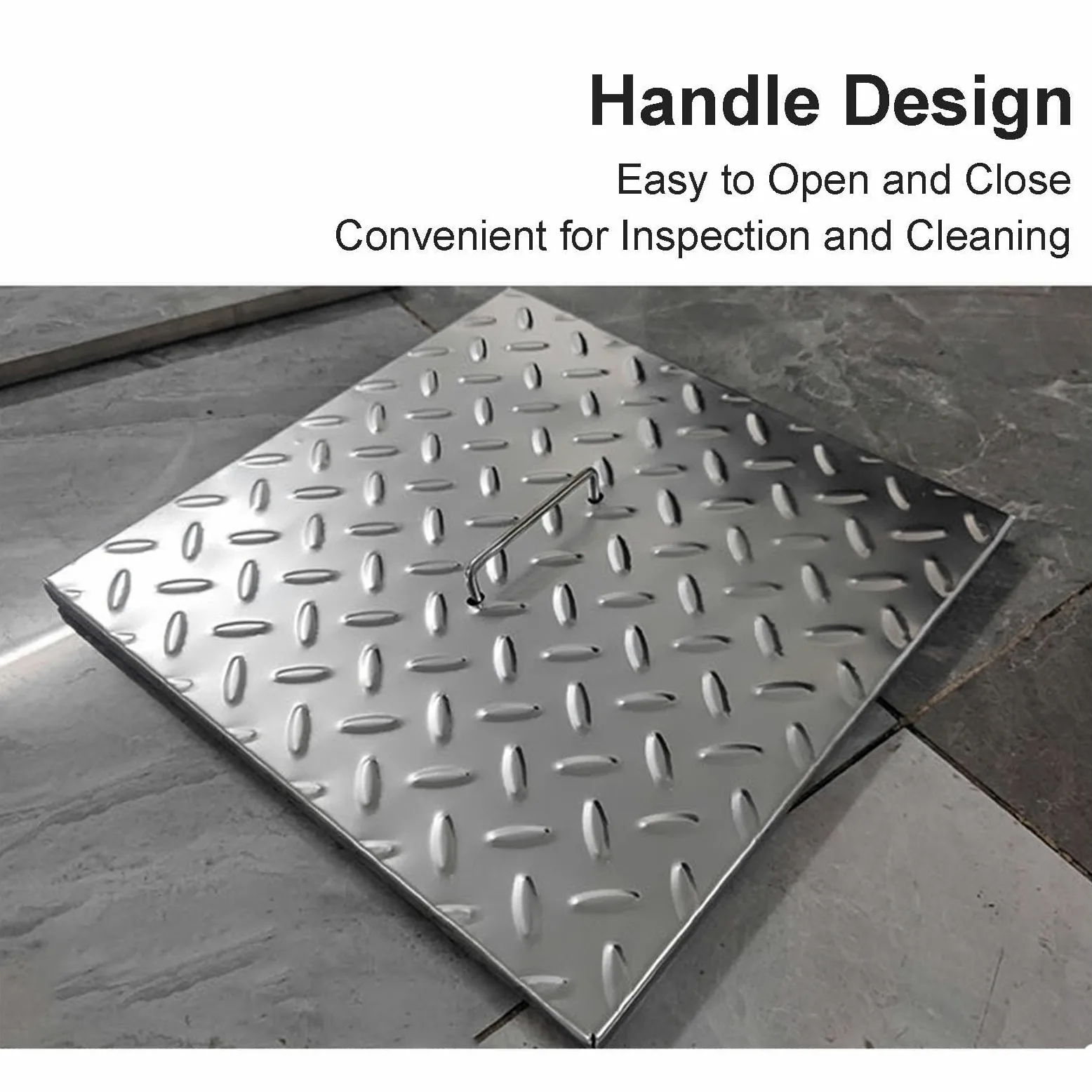 Chiusino Pozzetto in Acciaio Inossidabile Ispessito, Coperchi Pozzetti Settica Rinforzato Antiscivolo, Tombino per Cucina, Vialetto, Cortile(40x40x2.5cm/16x16x1in)