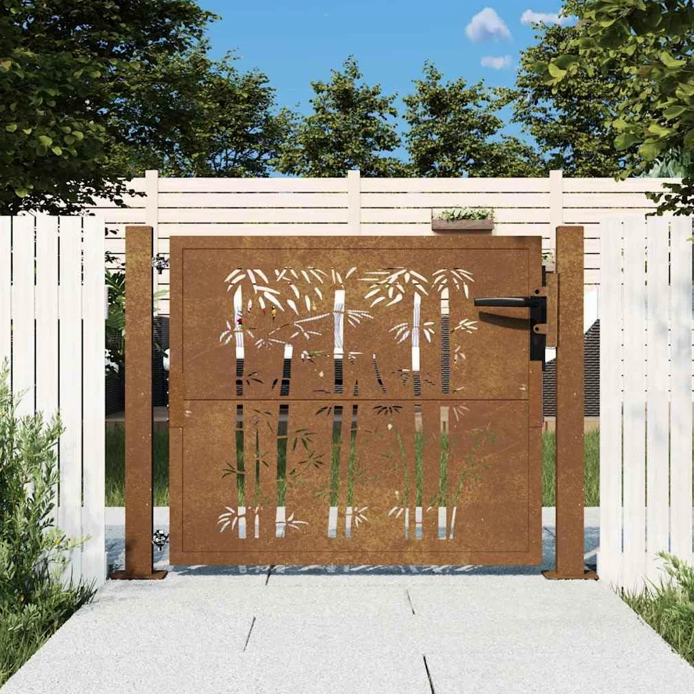 vidaXL Cancello da Giardino 100x75 cm in Acciaio Corten Design Quadrato, cancello, cancello in Acciaio, cancello da Esterno, cancello di Sicurezza