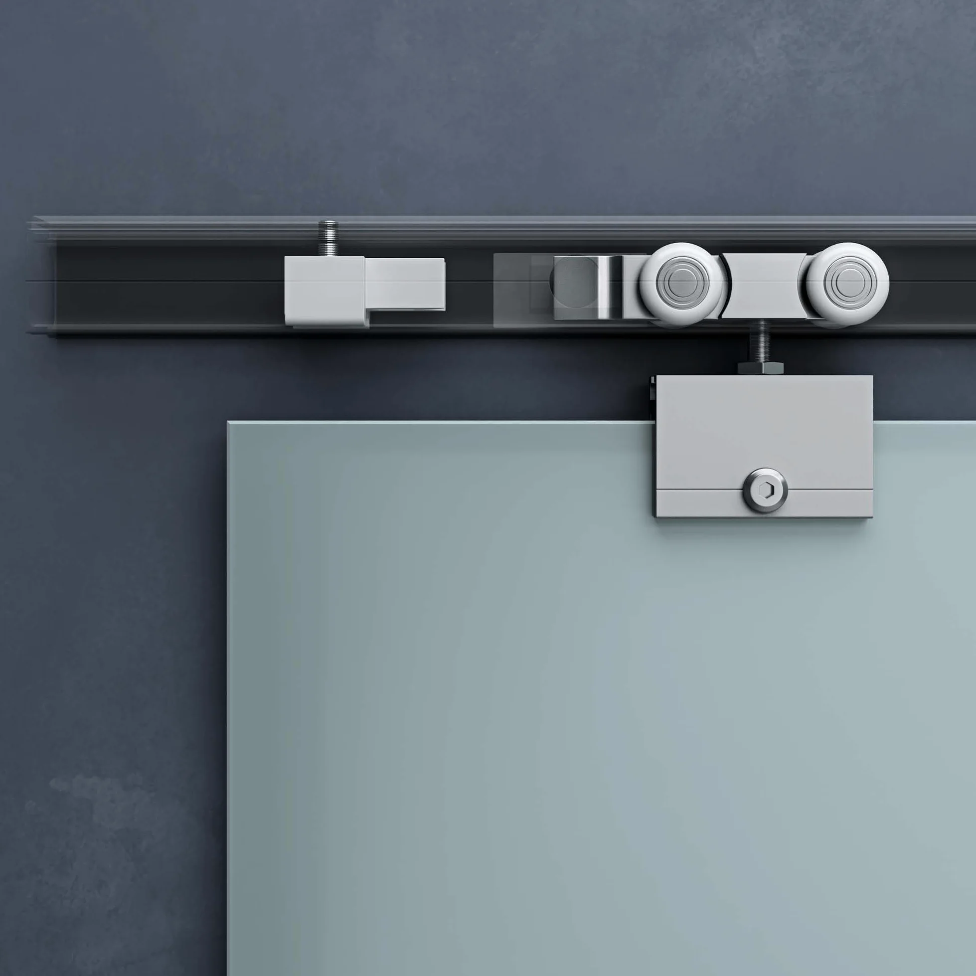 Mai & Mai Porta Scorrevole in Vetro 90x215cm, Porta Scorrevole Interna Satinato 8mm in 5 Strisce con Binario e Maniglia Rotonda per Bagno Cucina Studio Ufficio, Amalfi TS11H-900 MSMG