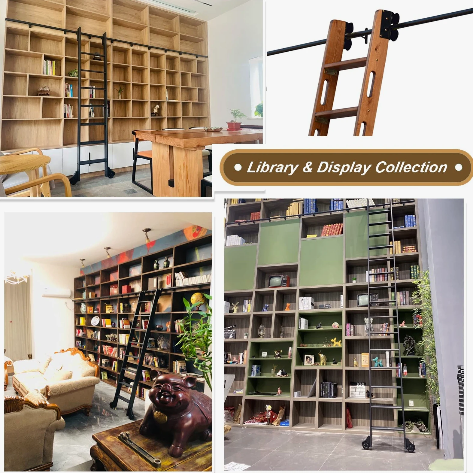 Kit libreria Scorrevole con ferramenta Scorrevole Kit Scala Scorrevole per libreria Kit ferramenta Binario Scorrevole Sistema Binario Scala Kit Binario per Porta Scorrevole in Legno Kit Arma