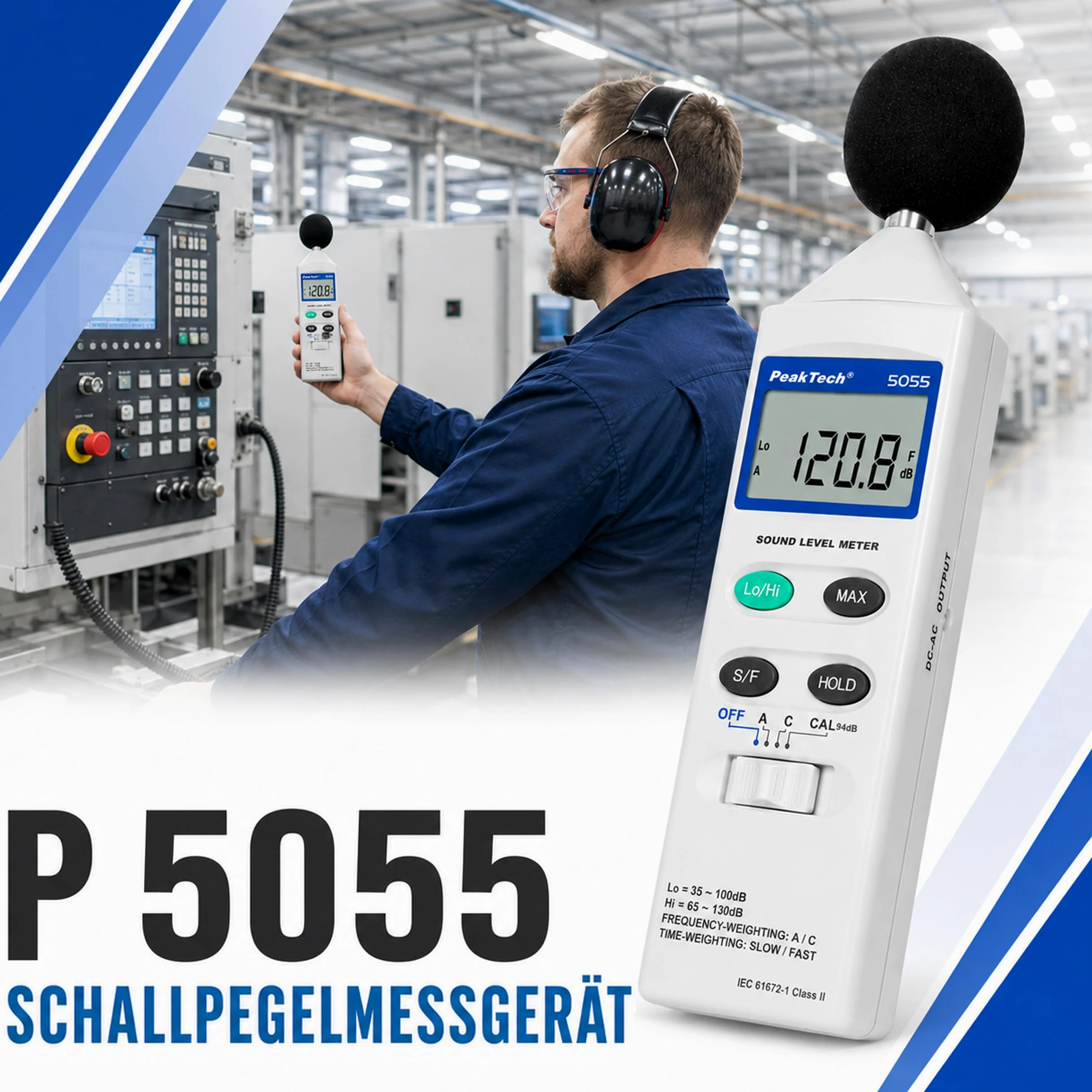 PeakTech Misuratore sonoro digitale, 3 1 2 cifre