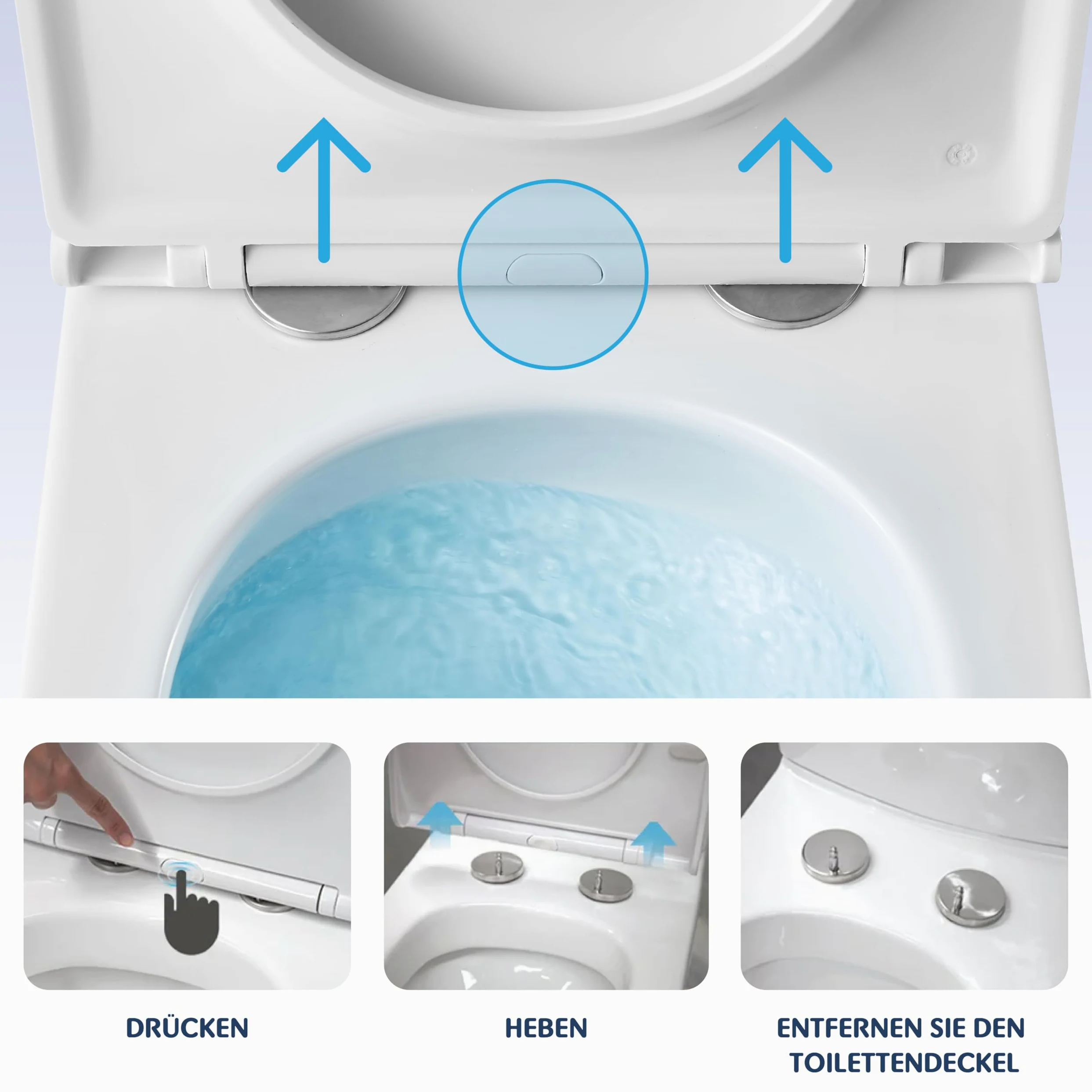 HOGART WC Sospeso con Base Nascosta e Fissaggi Invisibili, Potente Sistema di Scarico Tornado Silenzioso ed Economico 3-4,5 L, Tazza in Ceramica Facile da Pulire, Sedile Soft-Close, Salvaspazio