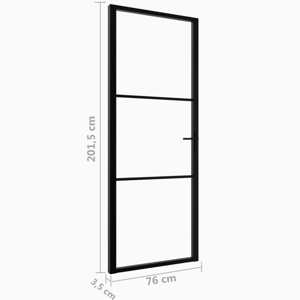 vidaXL Porta da Interno ESG Vetro e Alluminio 76x201,5 cm Nera