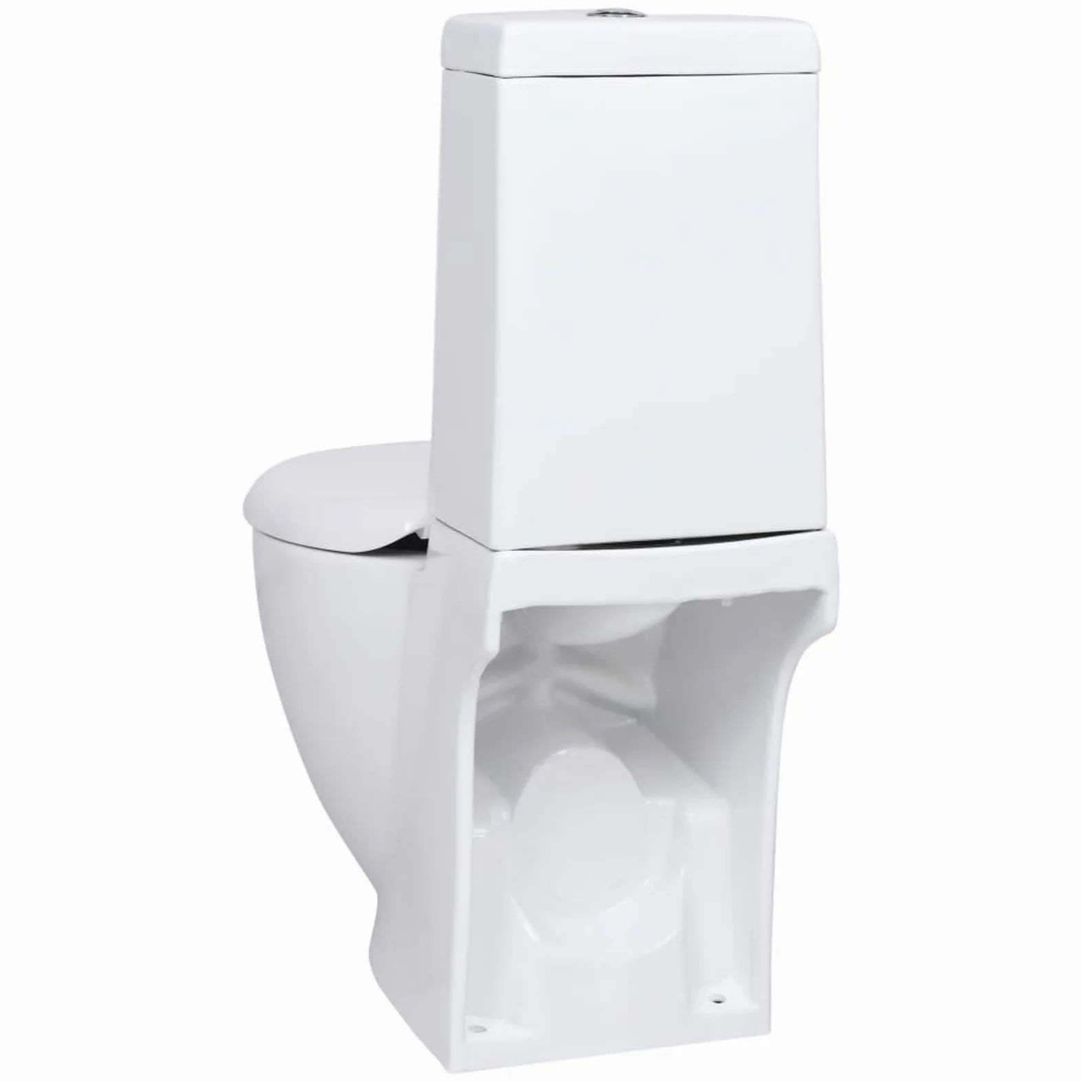Homgoday Vaso WC in Ceramica da Bagno Rotondo Base con Scarico Bianco, Mobili per Casa Interno Esterno Soggiorno Camera da Letto