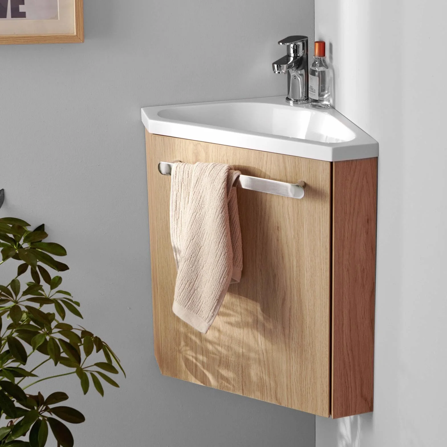 Mob-In - Lavamani angolare SKINO con lavabo in resina L 35 x H 53 x P 35 cm