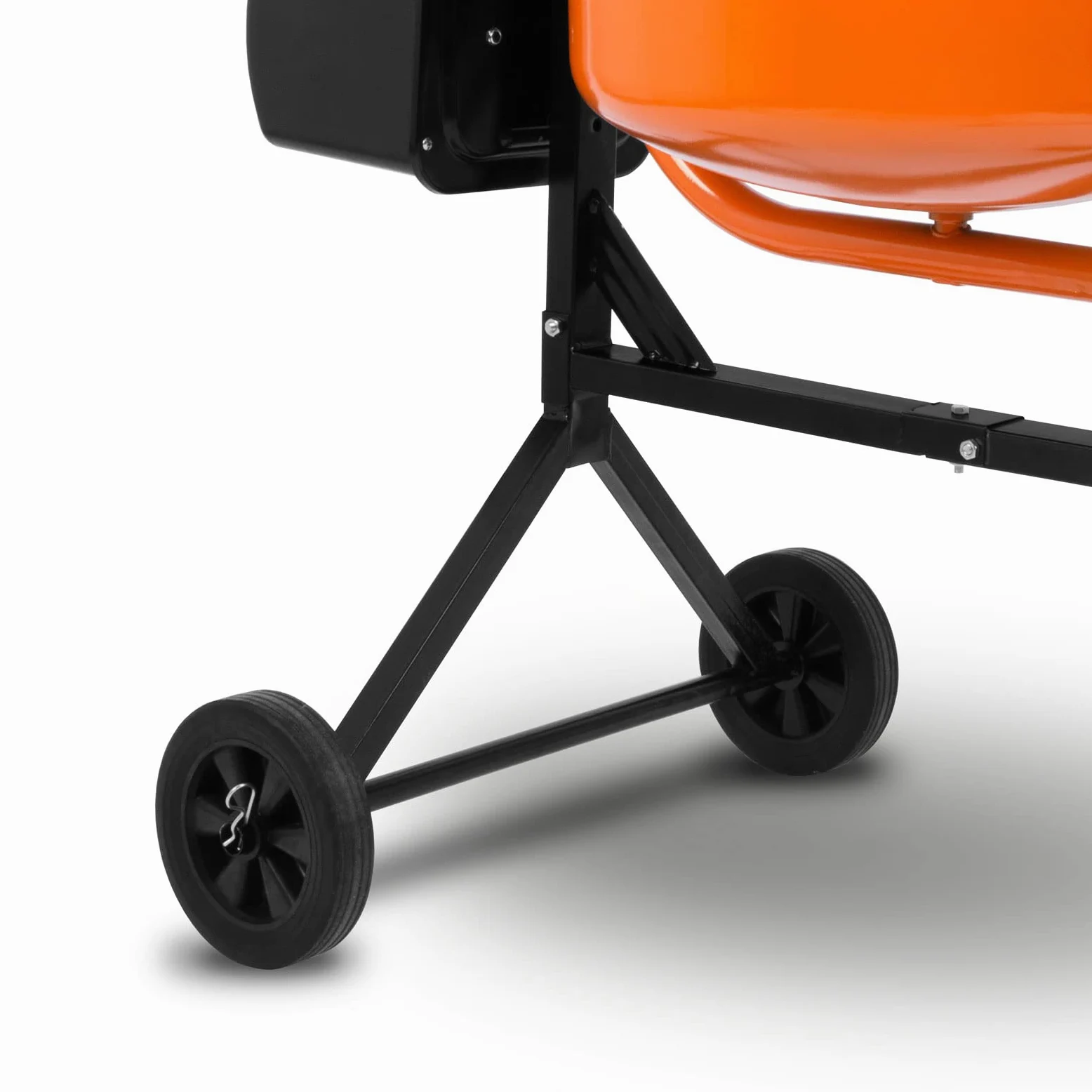EBERTH 140L Betoniera Elettrica Mobile (550W Motore Miscelatore,Cilindro e Ingranaggio in Ghisa, Impastatrice Cemento, 230V, Telaio in Acciaio, Manovella Bloccabile, 2 Ruote di Gomma)
