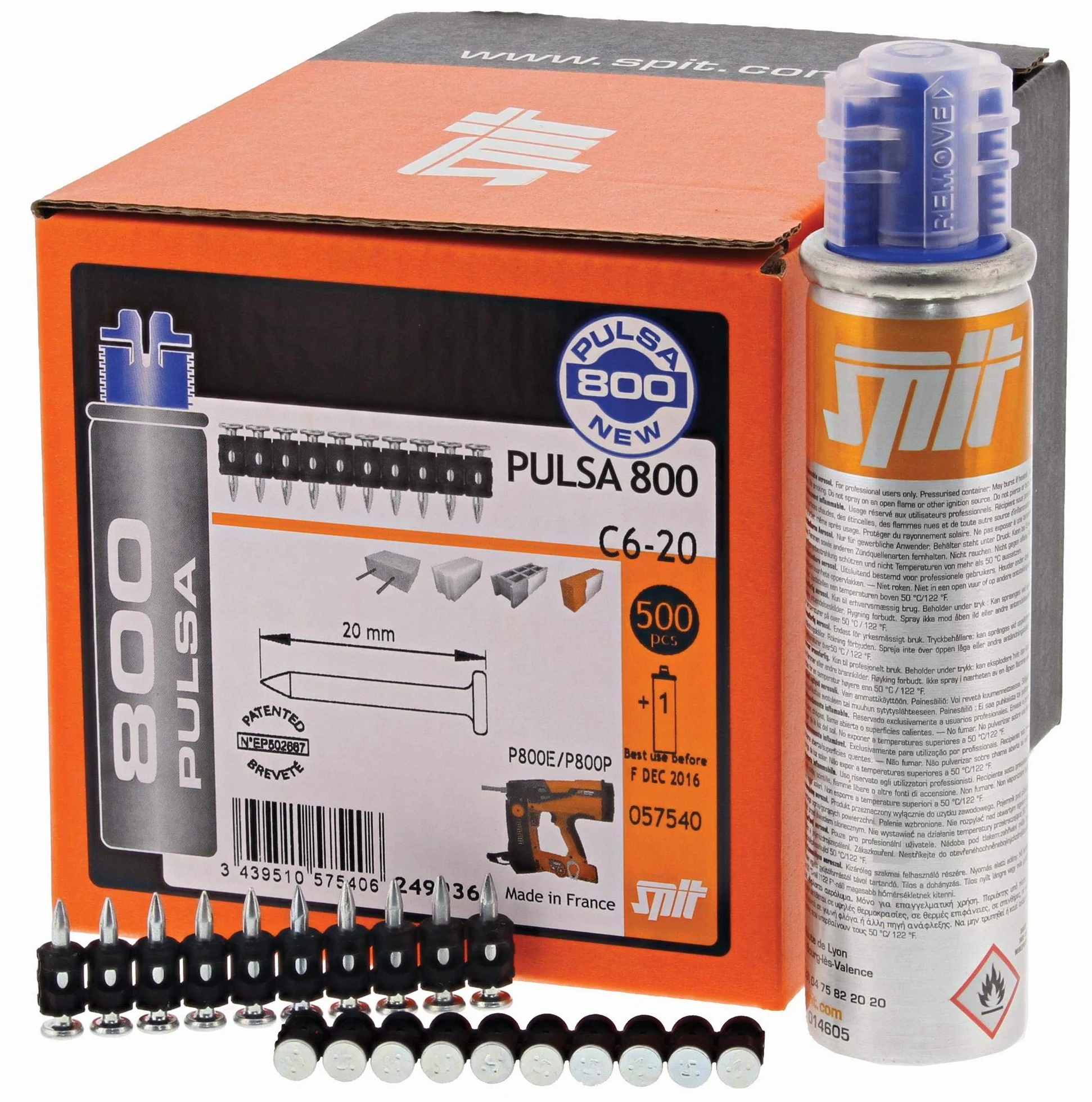 Spit Chiodi standard C6-25 (confezione da 10) con cartuccia di gas