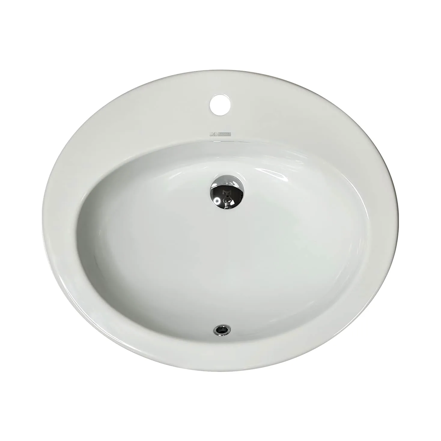 LAVABO Incasso TONDO Ceramica - Lavandino Soprapiano OVAL L. 62 x 52 cm Monoforo Pred. a 3 Fori
