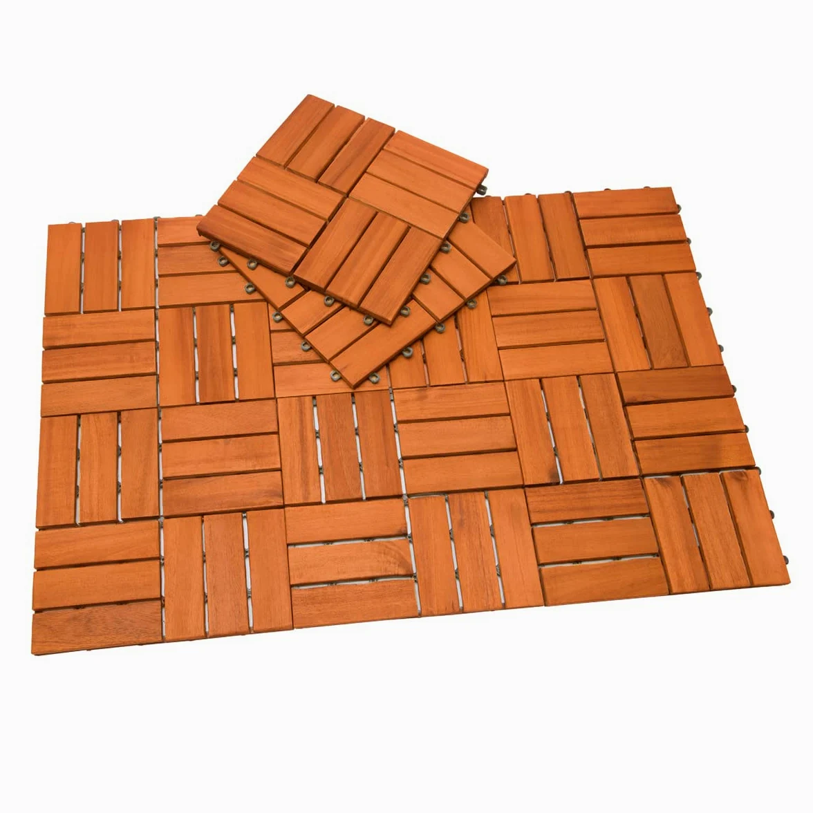 CASARIA Set 66 Piastrelle 30x30 cm in Legno di Acacia Certificato FSC® Superficie Totale 6 m² per Esterno Sistema a Incastro Pavimento per Terrazza Balcone Giardino Pavimentazione Mattonelle