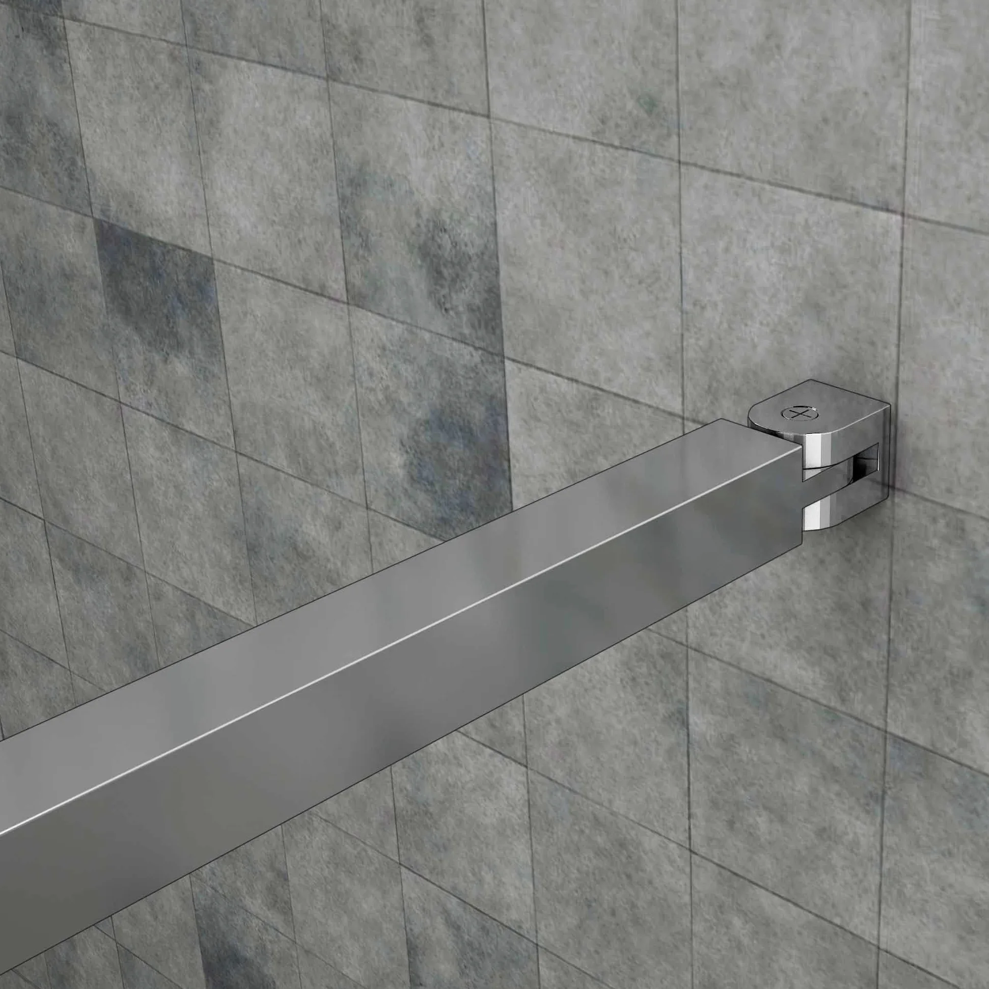 Doccia Walk In 185 cm Larga 85 cm Parete Fissa da 6 mm Vetro Temperato Trasparente Anticalcare Barra Stabilizzatrice da 90 cm