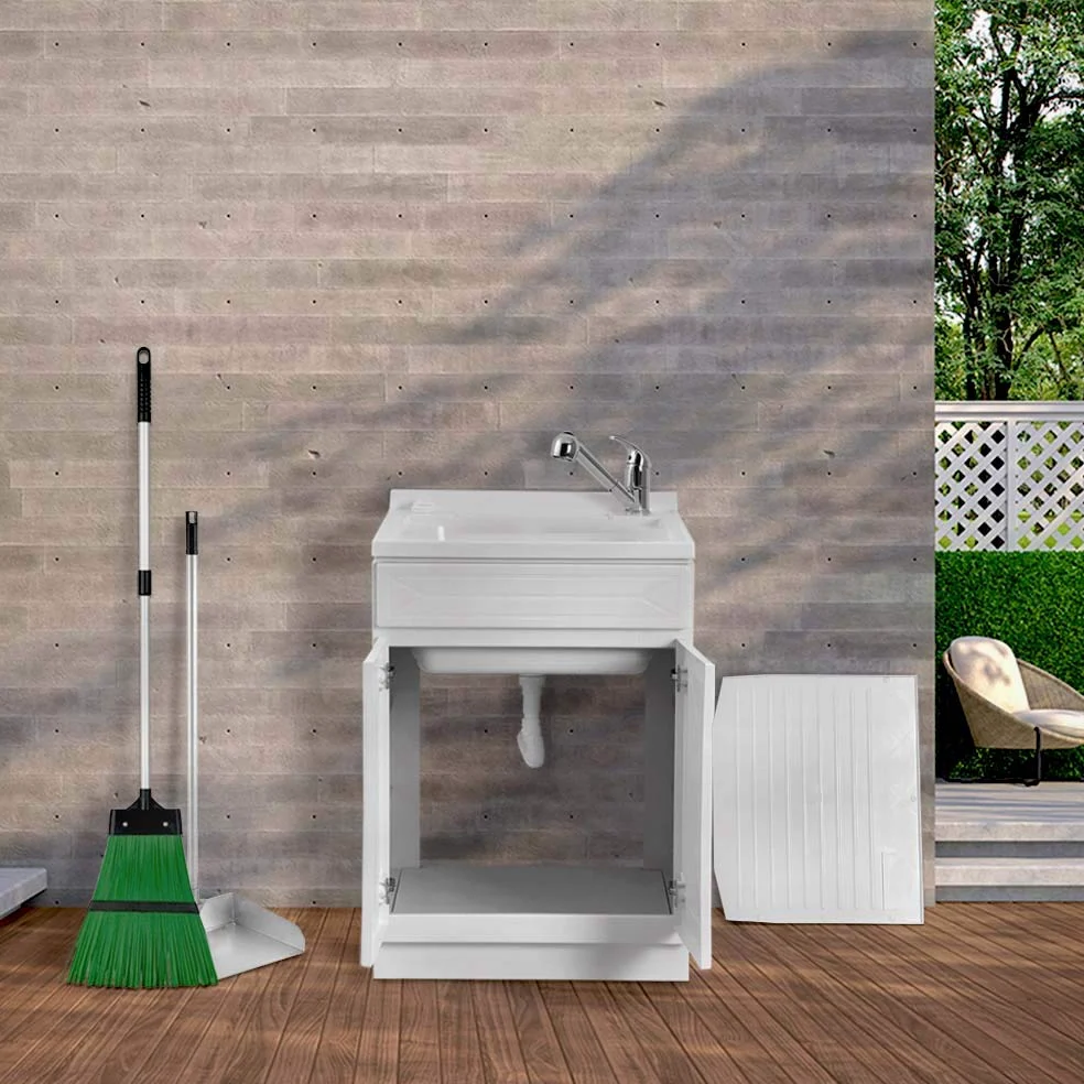 Mobile lavatoio in Resina, ideale per esterni e interni, 45x50-50x50-45x60-60x50-60x60, COMPLETO di asse lavaggio e kit sifone + piletta (60x60)