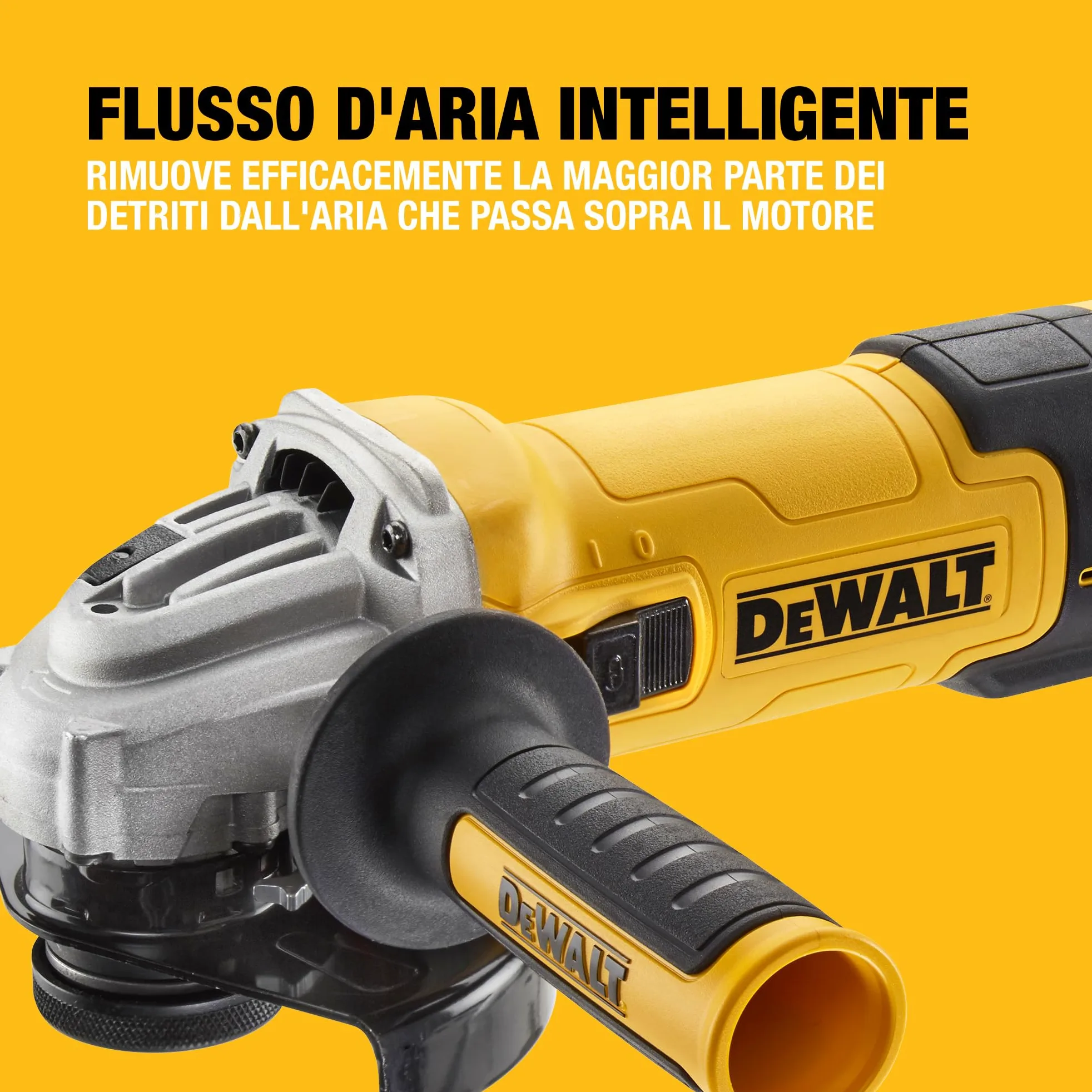 DEWALT 1500W 125mm Smerigliatrice Angolare a Velocità Variabile con Interruttore No-Volt - Kit di Levigatura, DWE4257KT-QS