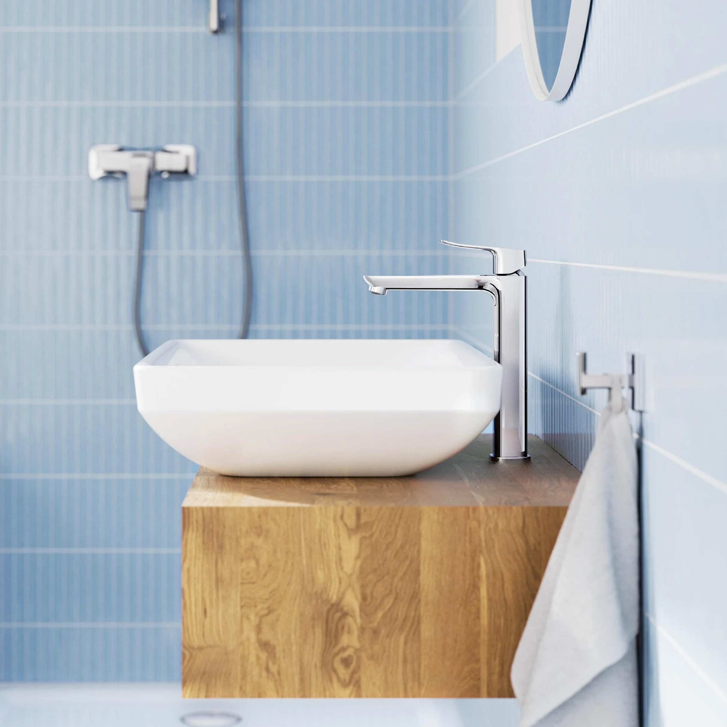 GROHE Dice Rubinetto miscelatore a corpo liscio per lavabo da appoggio (XL-Size 270 mm, cartuccia ceramica 28 mm, risparmio idrico, facile da installare), cromo, 1018920000