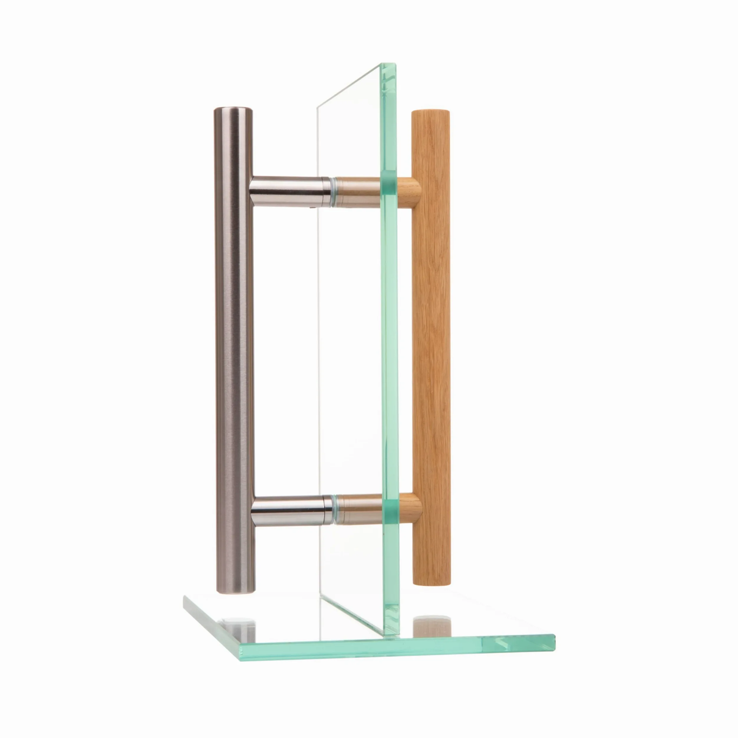 MLS Maniglia per sauna e SPA, Coppia di Maniglie per Porte, Sensazione Piacevole al Tatto, Combinazione di Maniglie in Acciaio Inox e Legno, per Porte Interne in Vetro e Legno, 600 mm