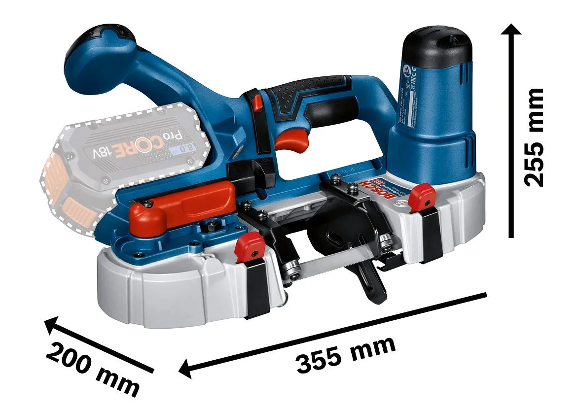 Sega a nastro a batteria GCB 18V-63 Bosch Professional 18V System (incl. 2 lame, senza batteria e caricabatteria, in L-BOXX 238)