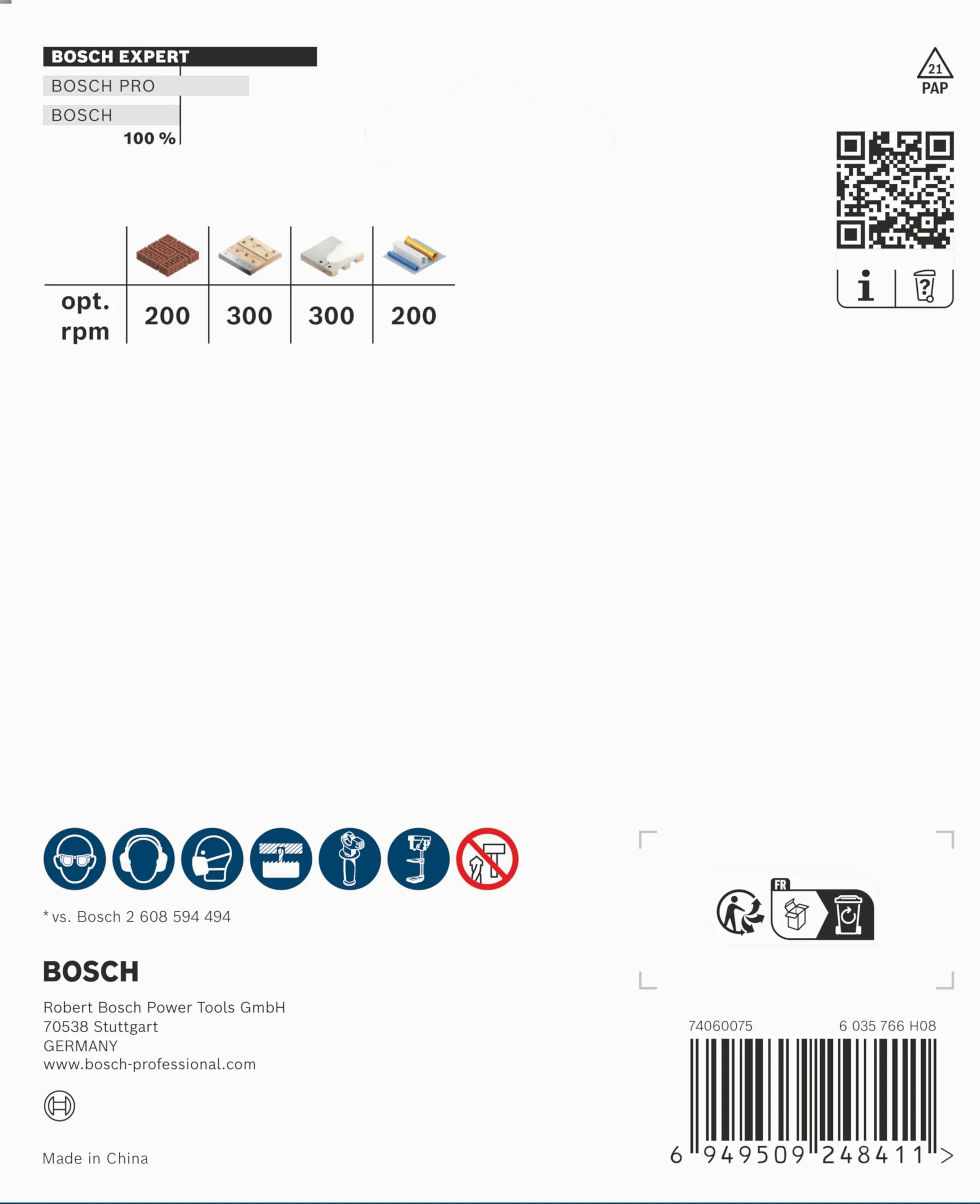 Bosch 1x Sega a tazza EXPERT Construction Material PC Plus (per Legno tenero, Truciolato, Ø 111 mm, Professional Accessorio Trapanoi)