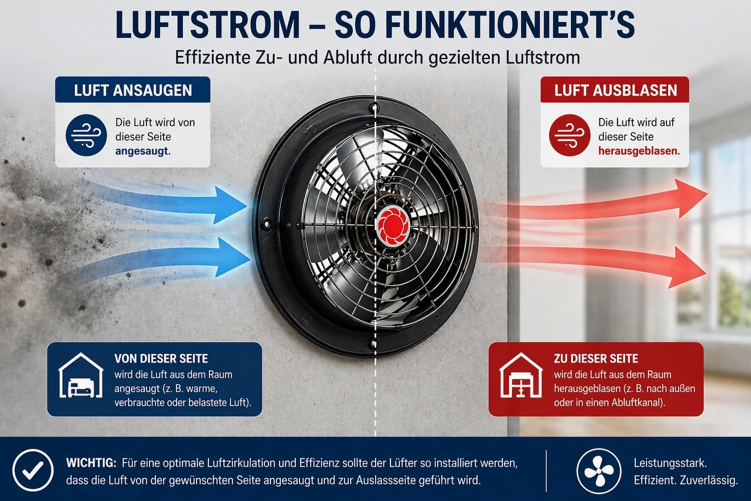 Uzman RAF300 Ventilatore assiale industriale RAF200 a RAF350 a scelta, 765 m³/h a 3700 m³/h a 3700 m³/h