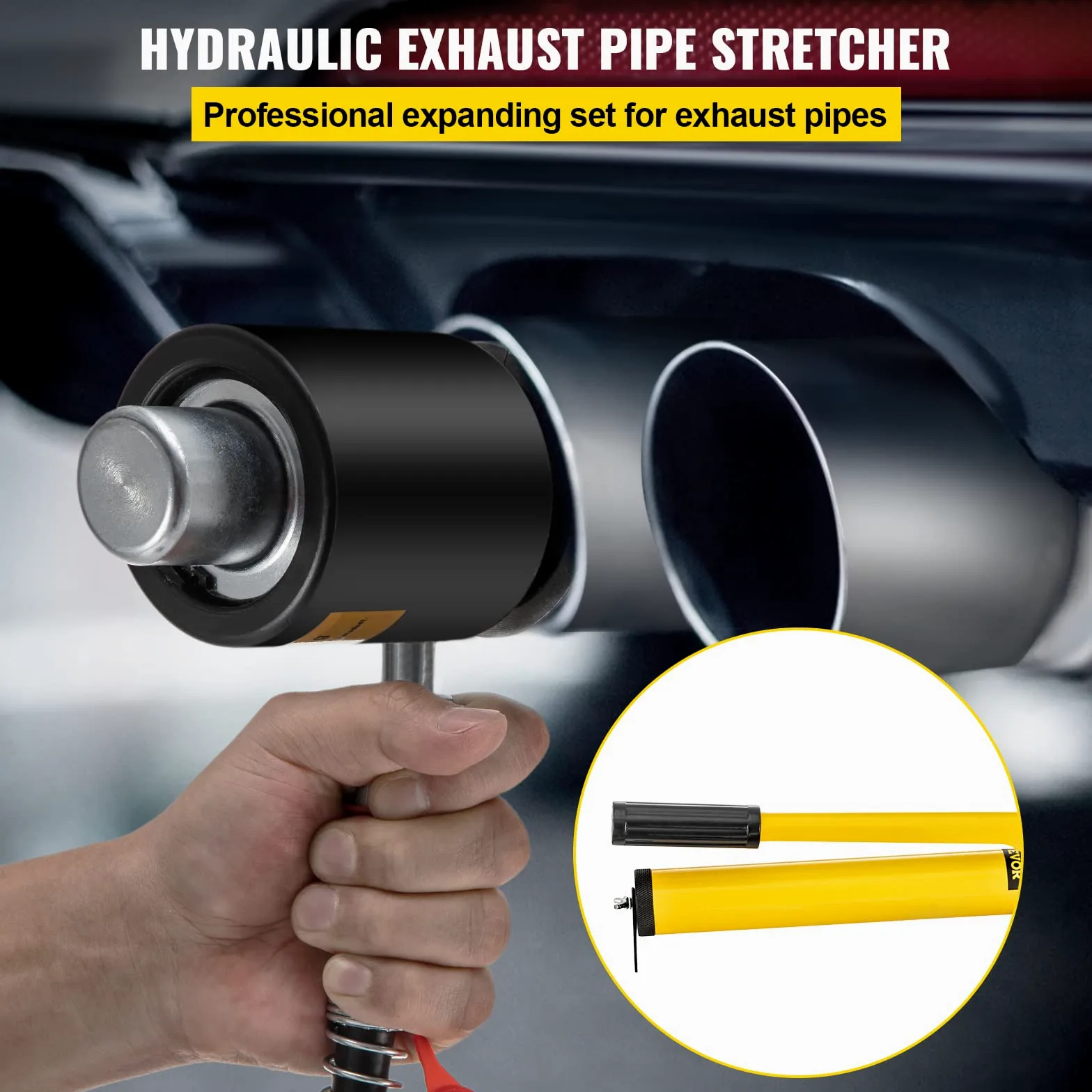 VEVOR Espansore Idraulico per Tubi di Scarico, Dimensioni da 1-5/8" a 4-1/4", Tenditubo Idraulico Manuale da 10 T con 4 Matrici e 2 Valigie di Conservazione per Tubi Riparazione Auto