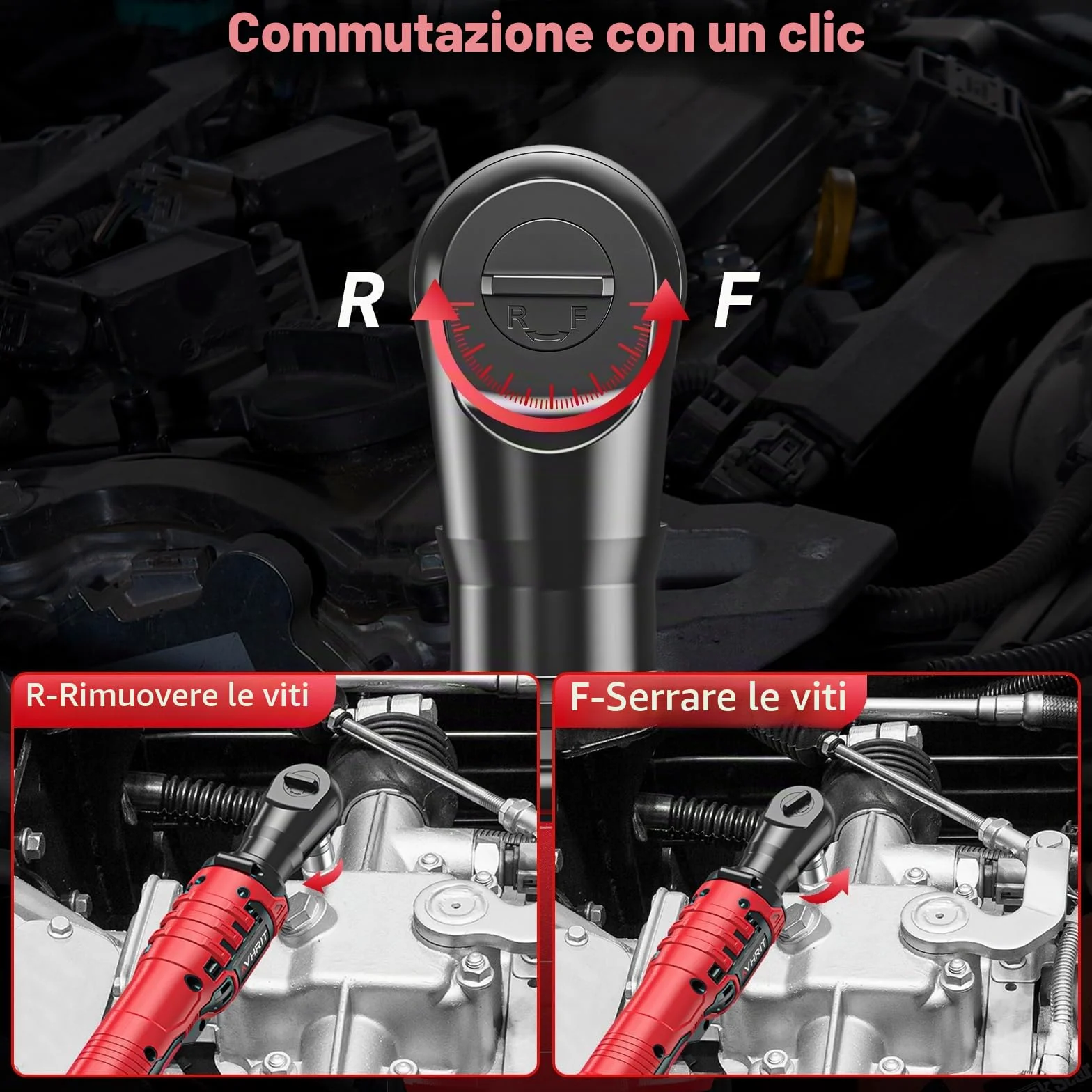 Chiave a cricchetto elettrica 3/8" Senza Fili: 120Nm (88 Ft-lbs) + 200 RPM, con 2 Batterie 2.0Ah, Luce LED e Set da 11 Boccole,Potente chiave elettrica per Auto e Riparazioni Domestiche