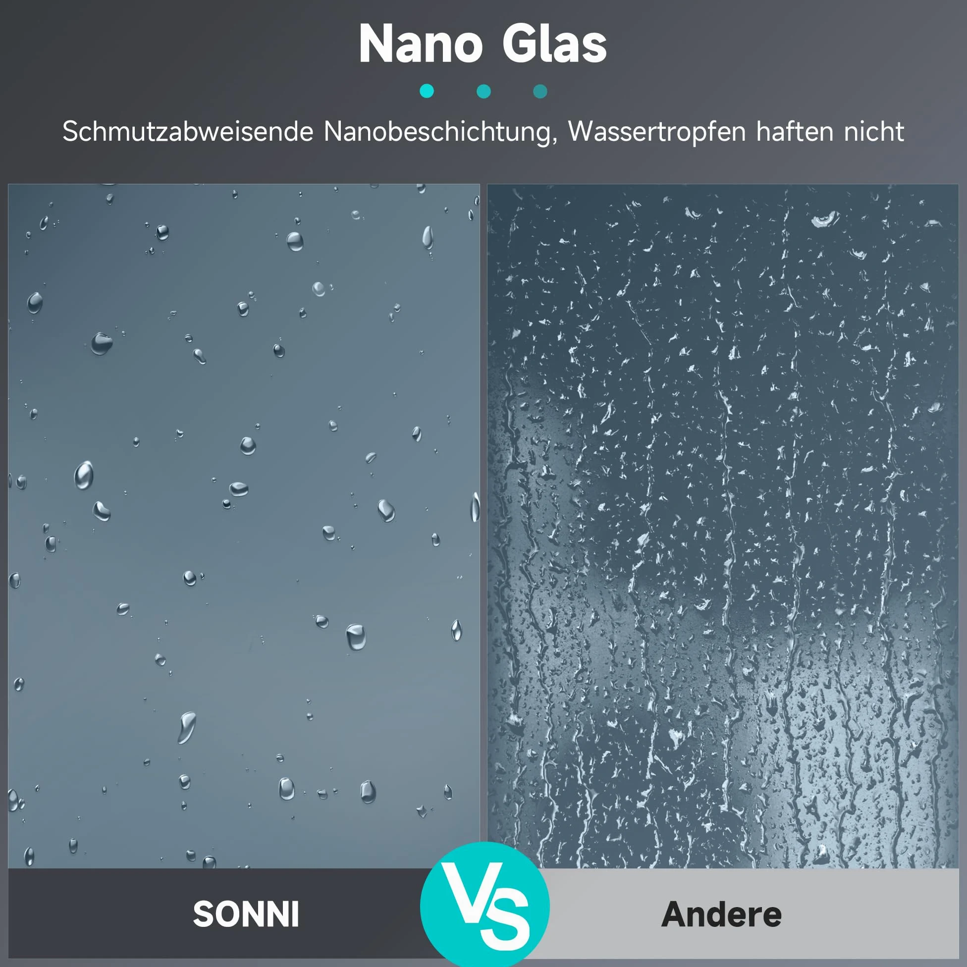 SONNI Walk in Box Doccia 110 x 200 cm, Parete Doccia Fissa in Cristallo 8mm, Vetro Trasparente Temperato Rivestimento Nano, Regolabile con Stabilizzatore