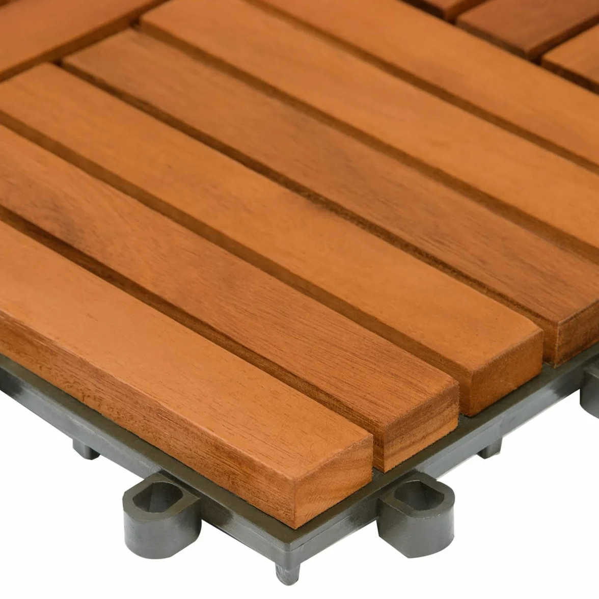 Casaria Piastrelle Legno Acacia 66pz Certificato FSC® Mattonelle 6m² ad Incastro 30x30cm Esterno Mosaico Quattro