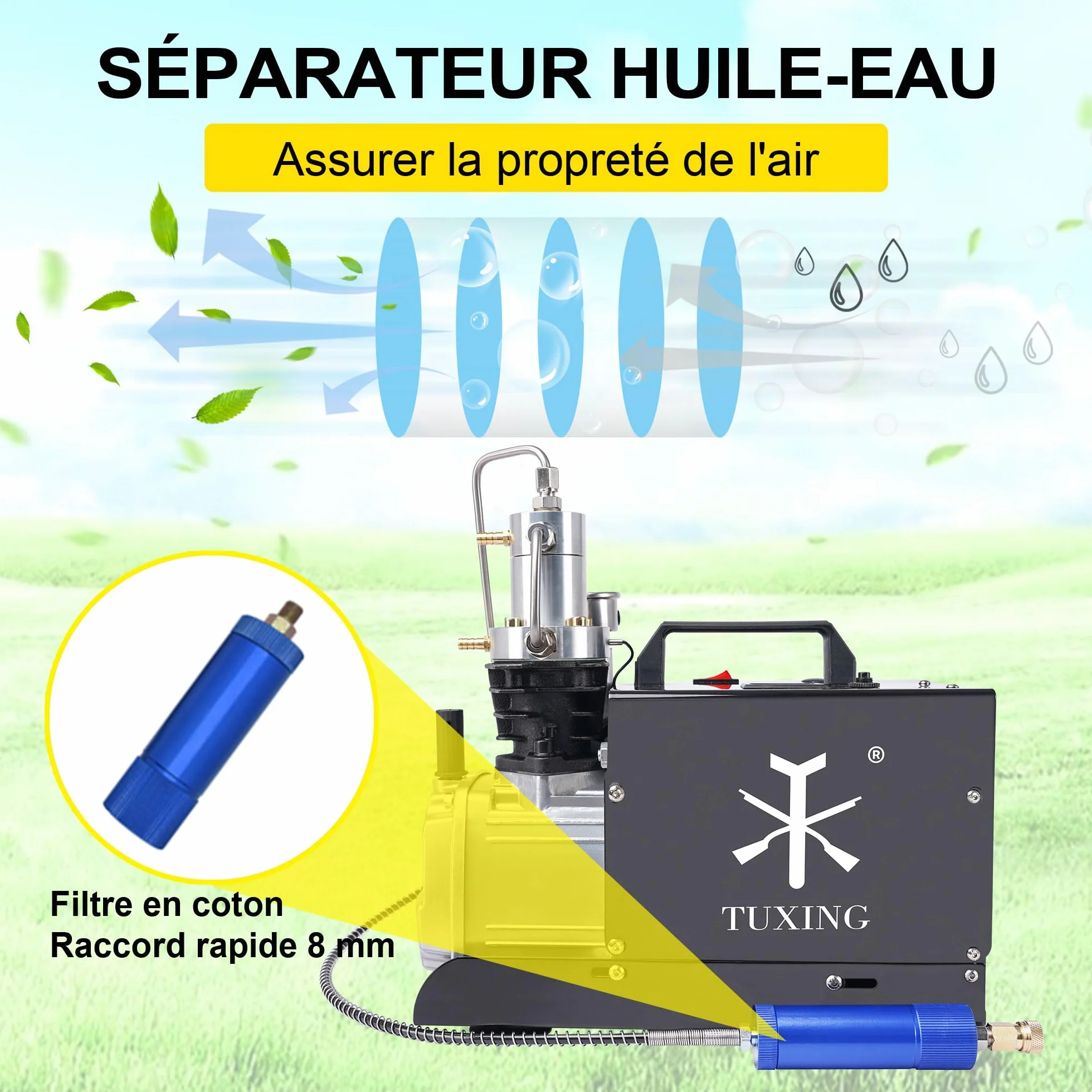 TUXING Compresor de Aire de Alta Presión 1800W Bomba Eléctrica de Alta Presión 30MPa 4500PSI Bomba de Compresor de Aire PCP Air Compressor Pump