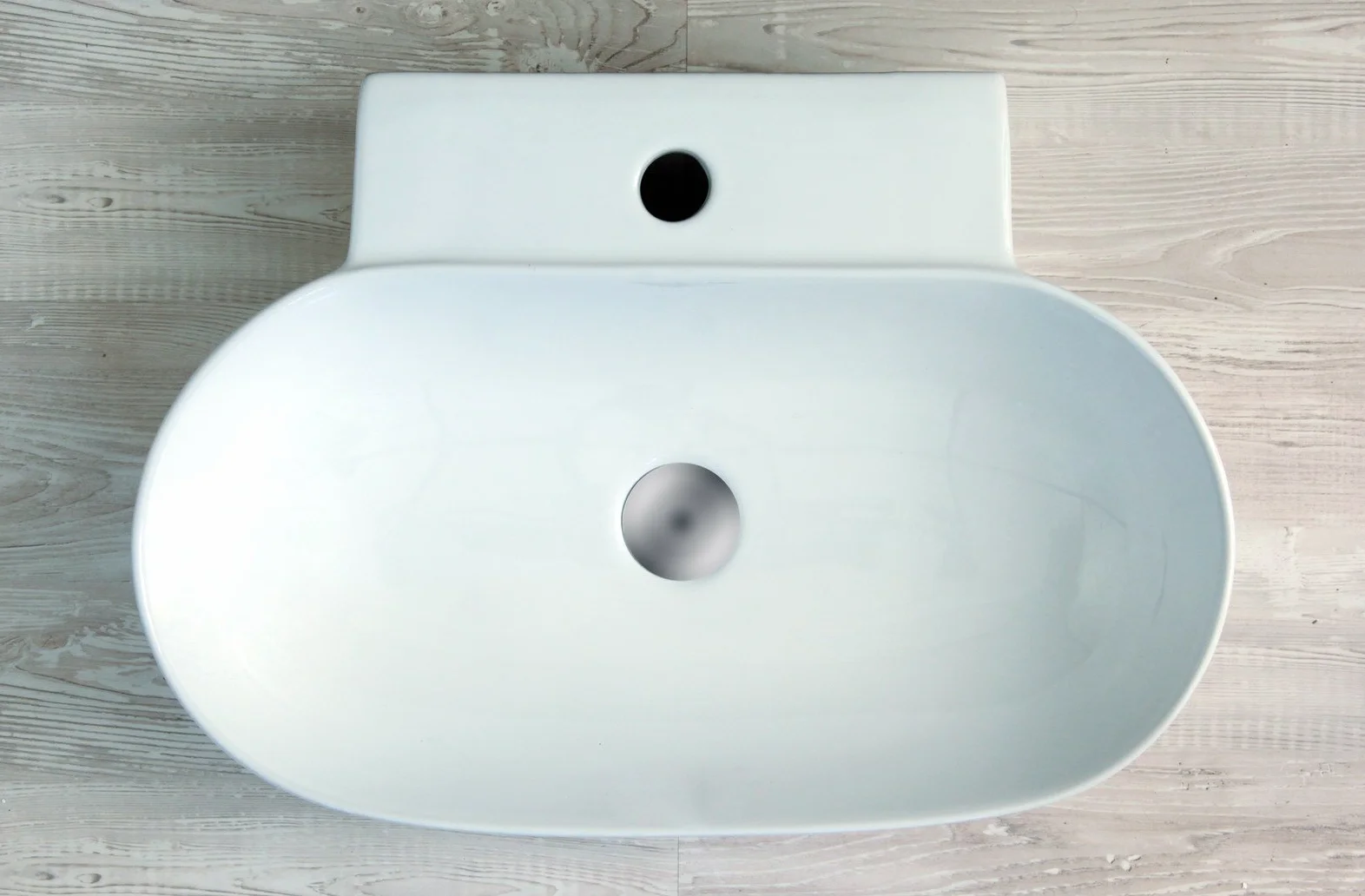 Yellowshop - Lavabo Da Appoggio O Sospeso Cm 57 x 40 Bacinella Lavandino Lavello In Ceramica Bianco Sanitari Bagno Design Moderno Modello Swing
