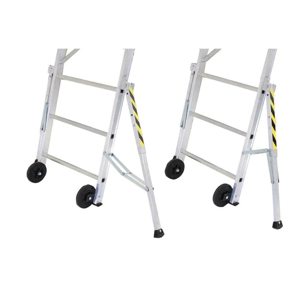 Svelt Scala Professionale a Castello Trasportabile con Piattaforma Antiscivolo e Protezione 360°, Allargatori Richiudibili, Stabilizzatori Telescopici, Rotelle di Trasporto, Certificata (7 Gradini)