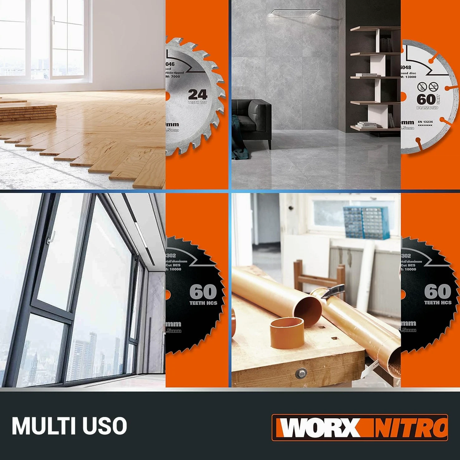 Worx WX531.9 Sega circolare compatta ad immersione ø 120mm 20V a batteria - solo corpo macchina