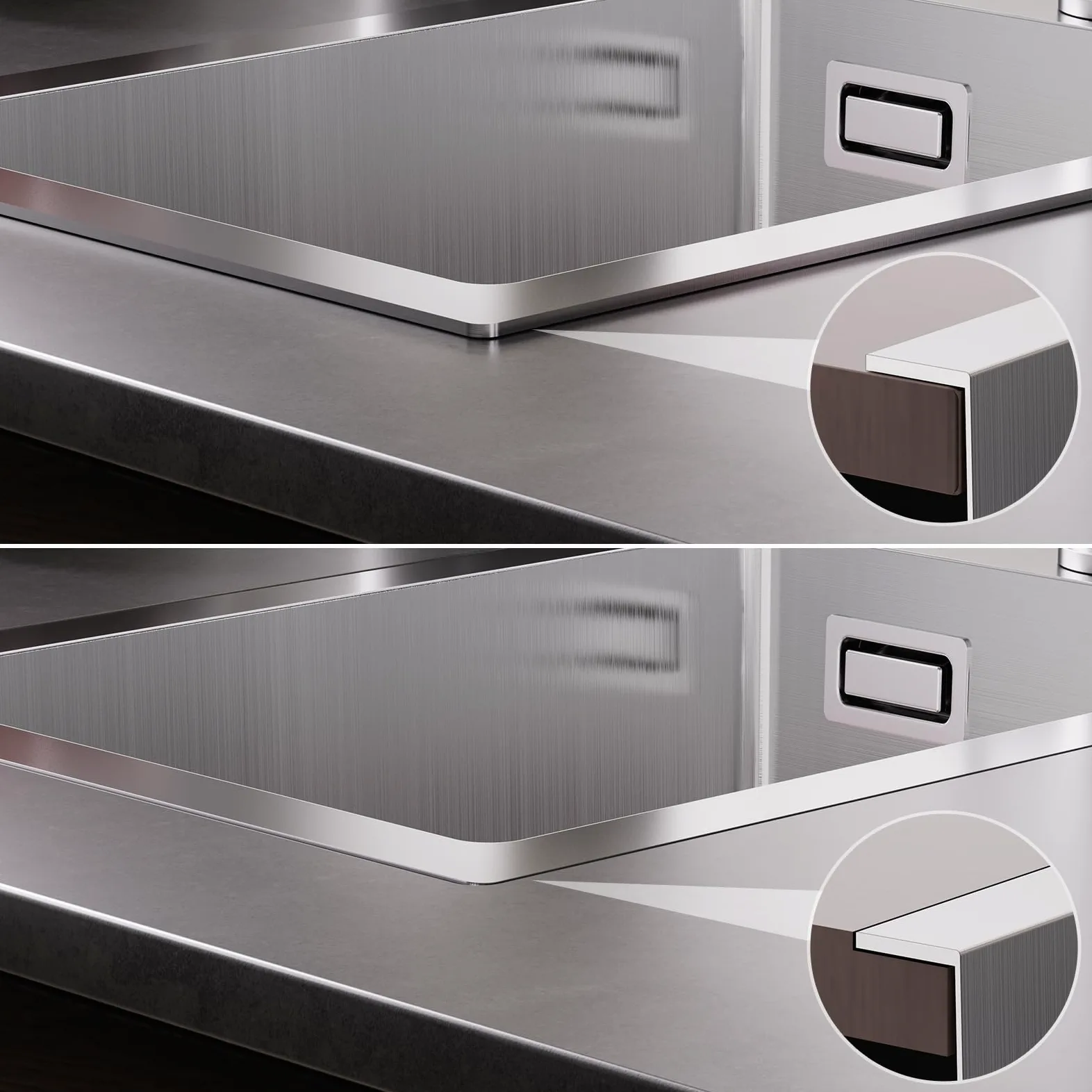 CECIPA Lavello Cucina 1 Vasca 30 x 45cm, Lavandino Cucina in Acciaio Inox quadrato, Lavabo Piccolo Montaggio Incasso o Superiore, Superficie Spazzolata, con Sifone