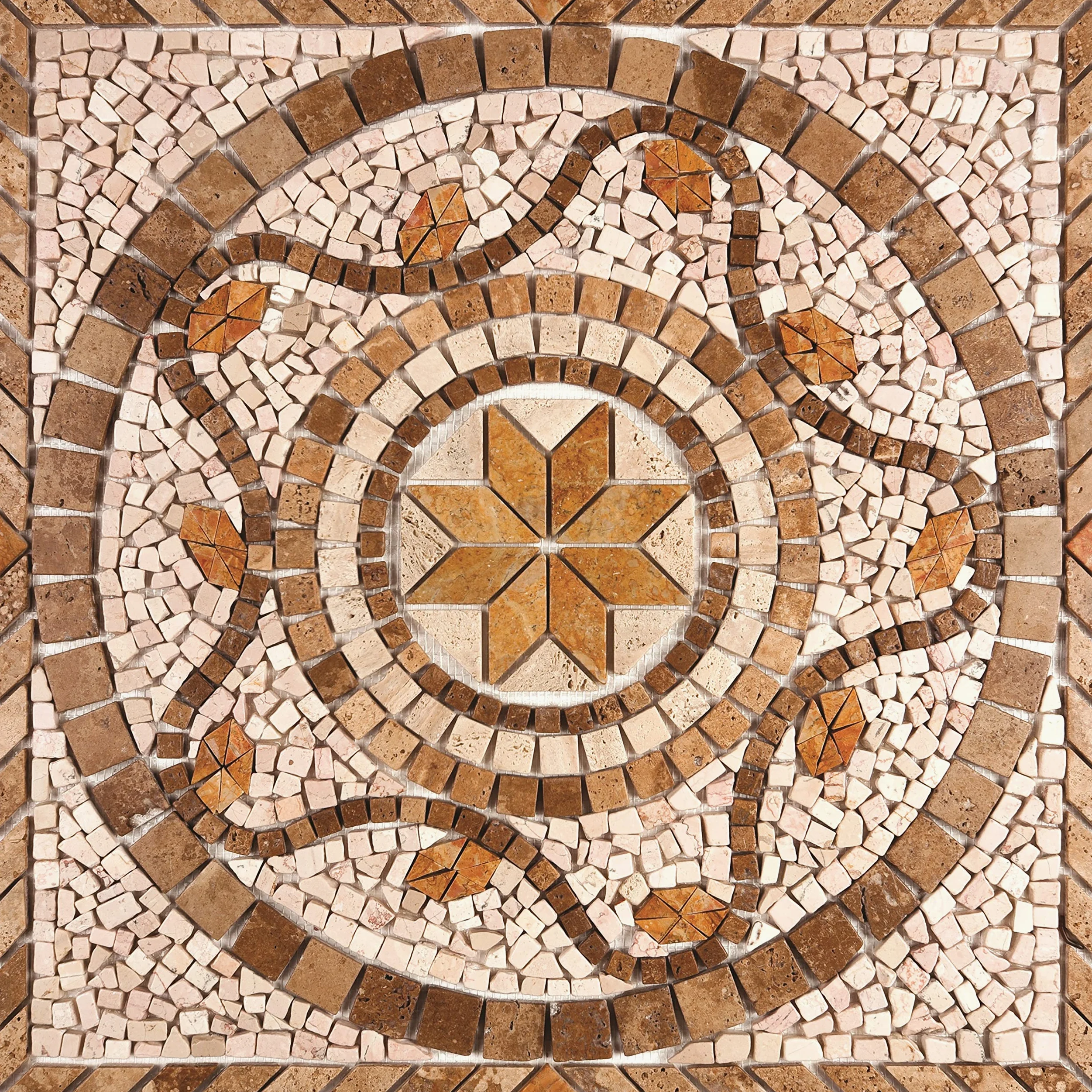 Rosone Rosoni Mosaico in marmo, per interno ed esterni, Praga, cm.66x66