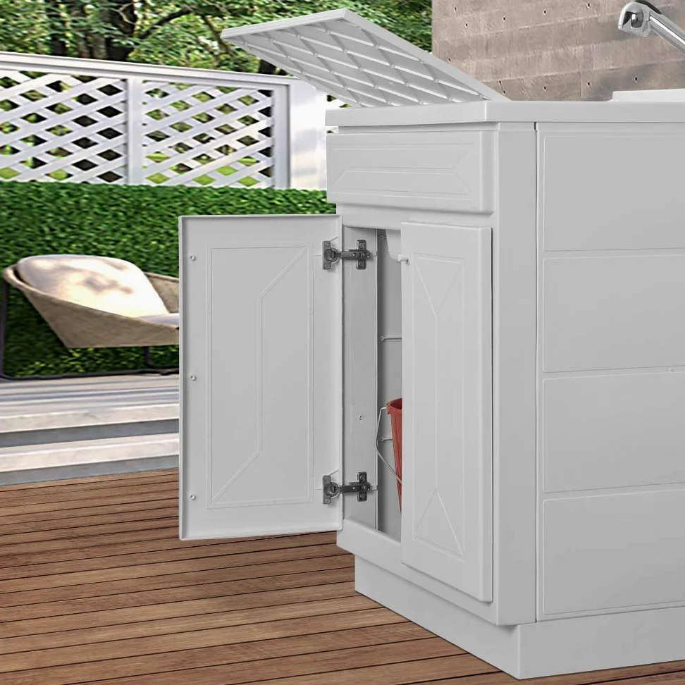 Mobile lavatoio in Resina, ideale per esterni e interni, 45x50-50x50-45x60-60x50-60x60, COMPLETO di asse lavaggio e kit sifone + piletta (60x60)
