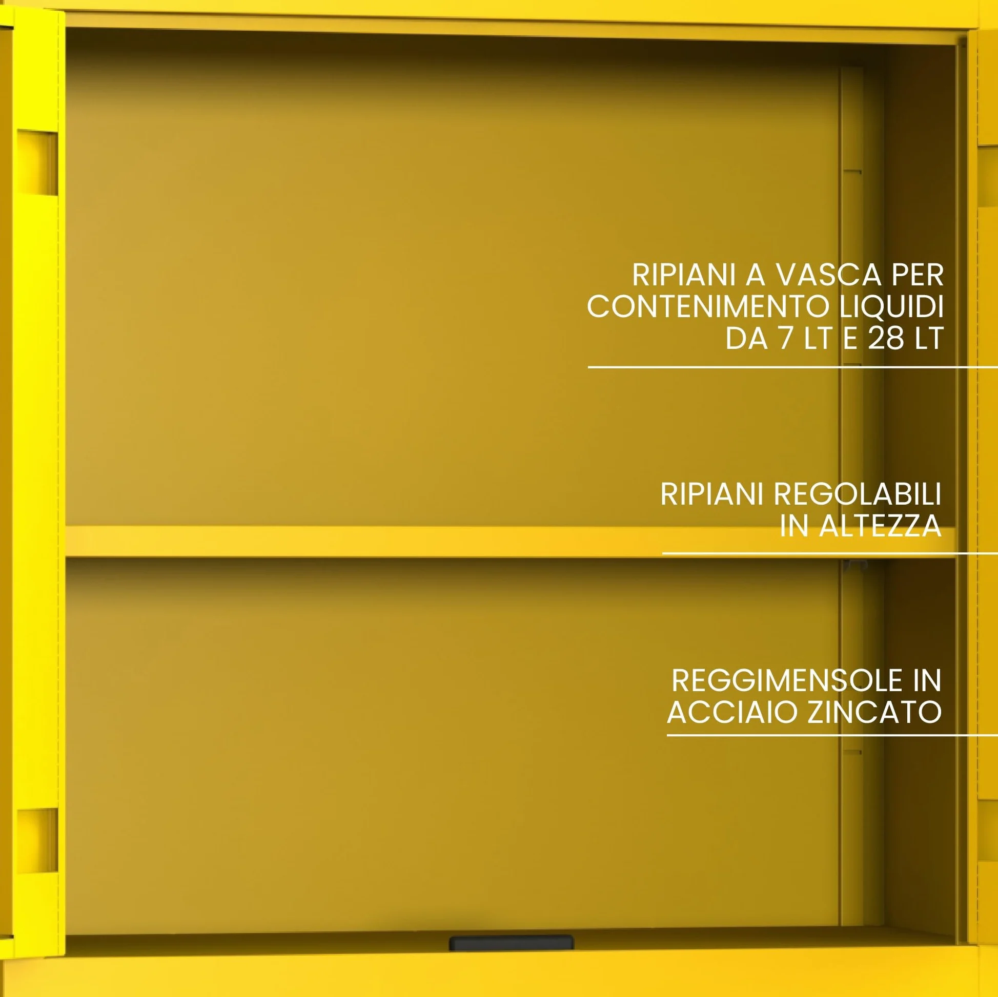 XLOCKERS Armadio Deposito Liquidi Infiammabili in Metallo per Stoccaggio e Protezione di Sostanze Pericolose, 3 Ripiani, Giallo RAL 1003, 100x45x100 cm, Made in Italy