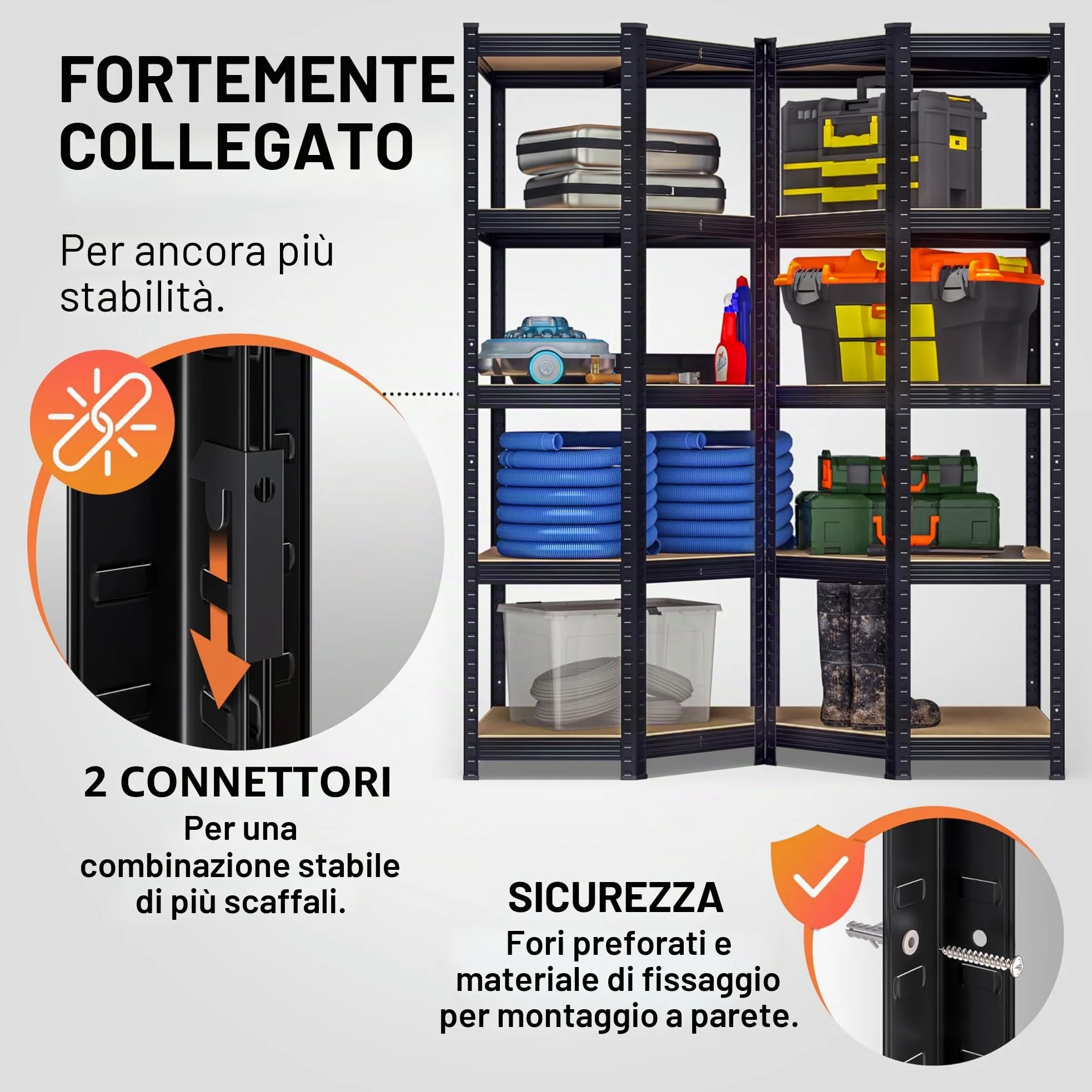 Monzana® Scaffale Angolare Metallo 2625kg 15 Ripiani MDF Scaffalatura Metallica Scaffale Alta Portata Angolo Scaffali